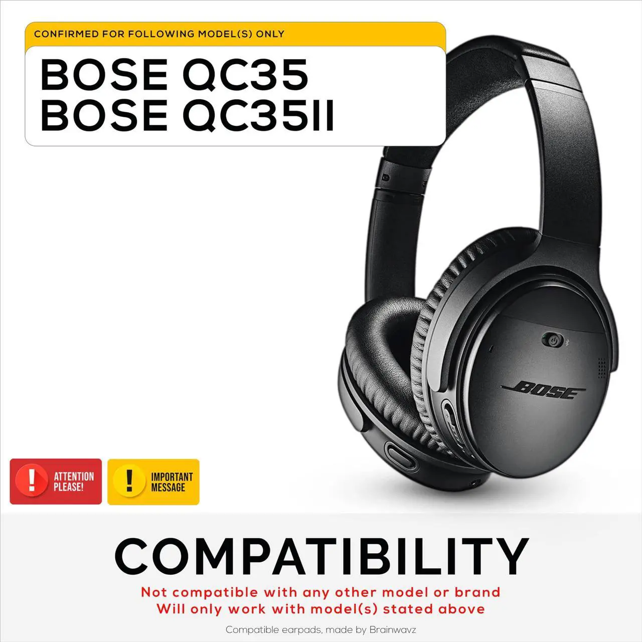 Alt view image 2 of 5 - Replacement Earpads for Bose QuietComfort 35 (QC35) & 35 II (QC35 ii) Headphones, with Memory Foam, Leather & Added Thickness for Better Comfort & Noise Isolation