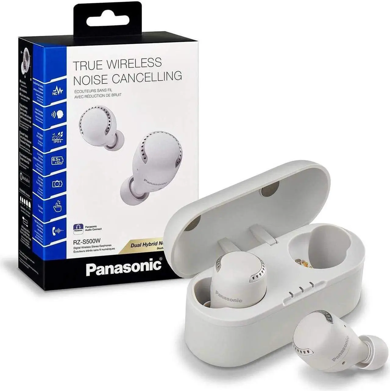Alt view image 3 of 5 - Panasonic Noise Cancelling Wireless Earbuds, True Wireless Earbud & In-Ear Headphones with Charging Case, IPX4 Water Resistant and Compatible with Alexa - RZ-S500W (Light Grey)