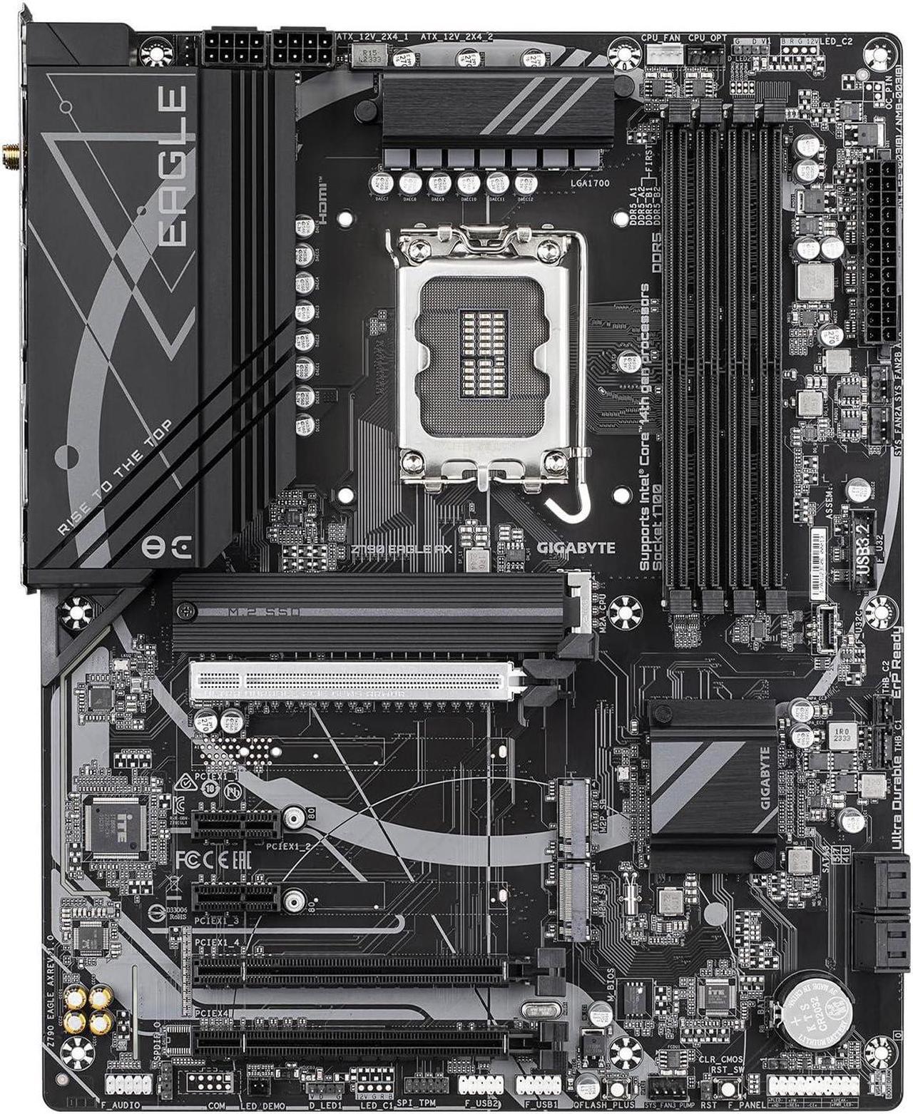 Alt view image 2 of 5 - GIGABYTE Z790 EAGLE AX LGA 1700 Intel Z790 ATX Motherboard with DDR5, M.2, PCIe 5.0, USB 3.2 Gen2X2 Type-C, Intel Wi-Fi 6E, 2.5GbE LAN, Q-Flash Plus, EZ-Latch