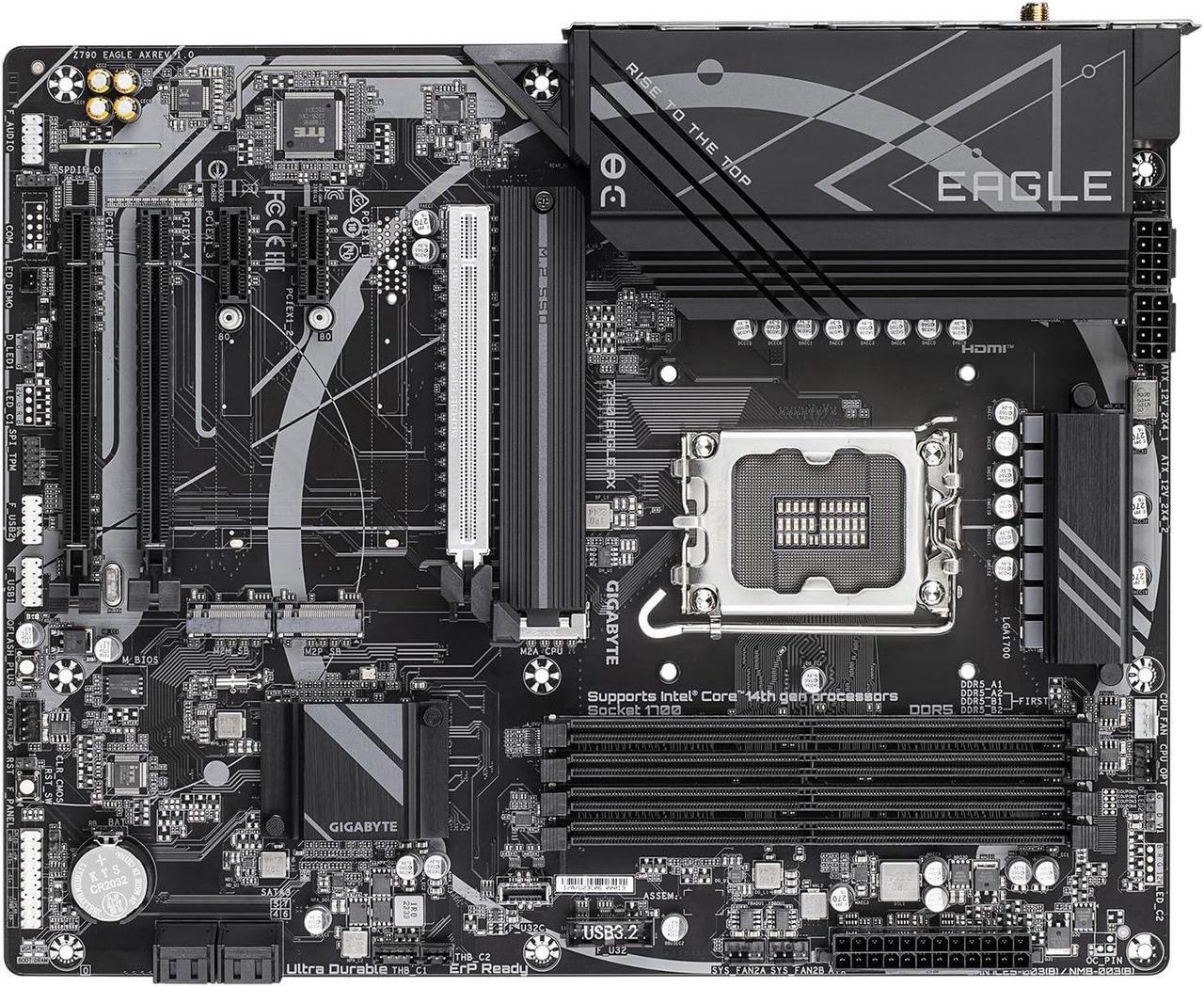 Alt view image 4 of 5 - GIGABYTE Z790 EAGLE AX LGA 1700 Intel Z790 ATX Motherboard with DDR5, M.2, PCIe 5.0, USB 3.2 Gen2X2 Type-C, Intel Wi-Fi 6E, 2.5GbE LAN, Q-Flash Plus, EZ-Latch