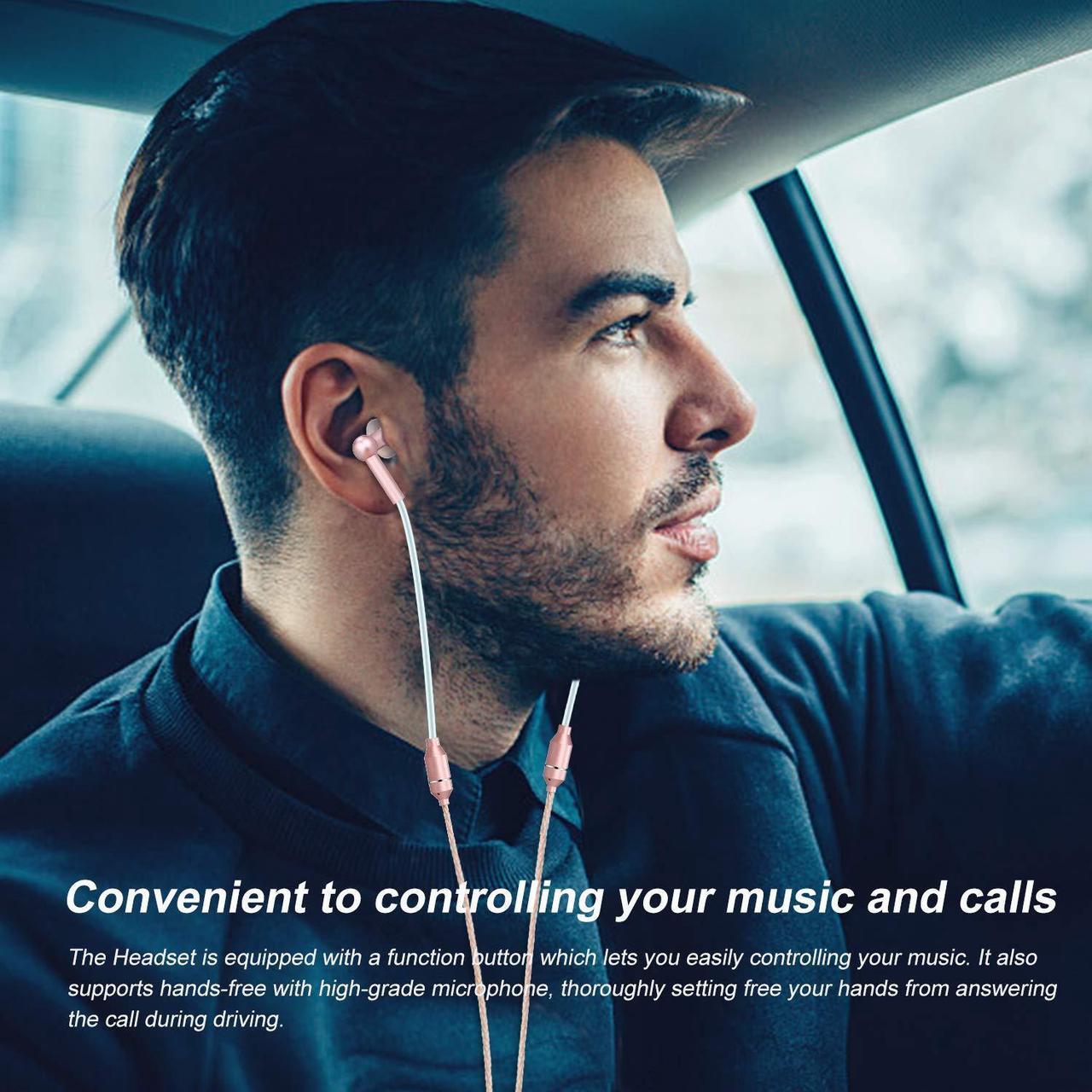 Alt view image 5 of 5 - Docooler Air Tube Earbud Headphone Anti-Radiation in-Ear Headset EMF-Free Wired Stereo Earphone with Microphone & Volume Control - Compatible with Smart Devices - Rose Gold