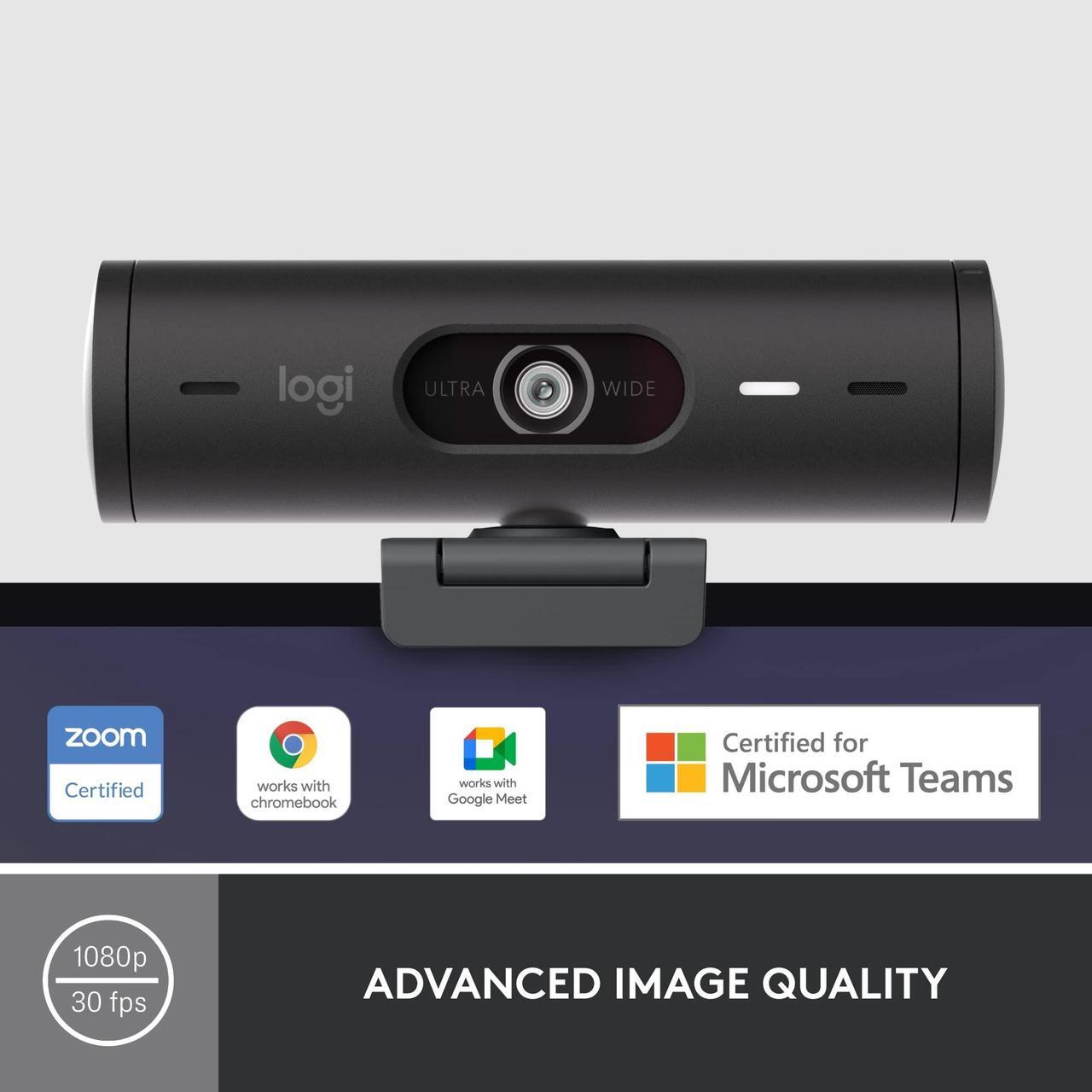 Alt view image 2 of 5 - Logitech Brio 501 Full HD Webcam with Auto Light Correction,Show Mode, Dual Noise Reduction Mics, Privacy Cover, Works with Microsoft Teams, Google Meet, Zoom, USB-C Cable - Black