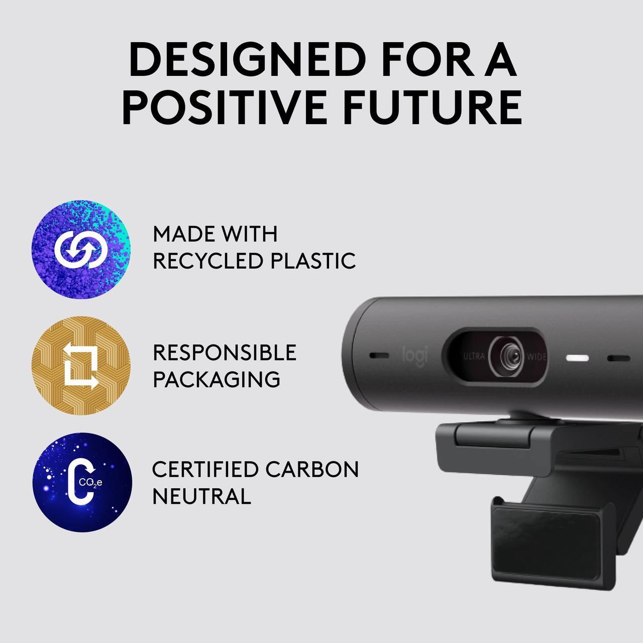 Alt view image 5 of 5 - Logitech Brio 501 Full HD Webcam with Auto Light Correction,Show Mode, Dual Noise Reduction Mics, Privacy Cover, Works with Microsoft Teams, Google Meet, Zoom, USB-C Cable - Black