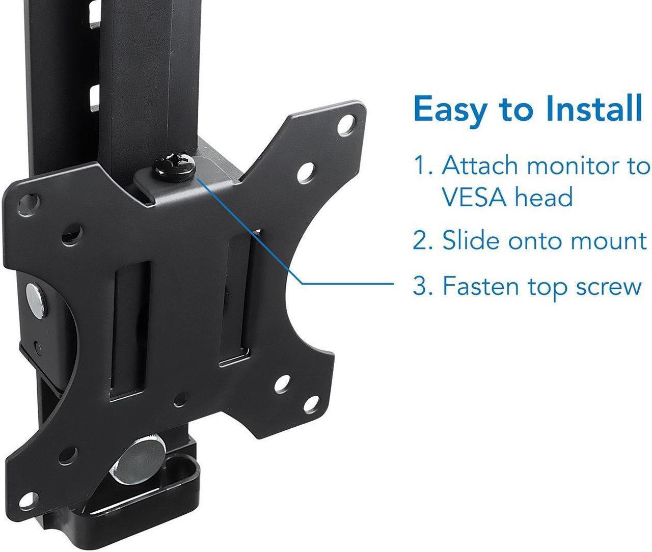 Alt view image 4 of 5 - Mount-It! Cubicle Monitor Mount Hanger Attachment, Hanging Height Adjustable VESA Bracket for a 17" to 32" Screen, Adjustable Hook Supports up to 17.6 lbs, Black (MI-785)
