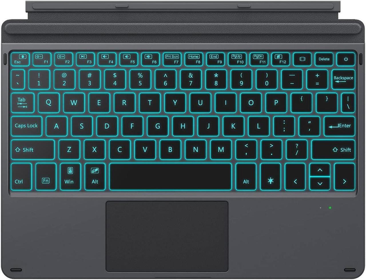 Main image of MoKo Type Cover Fit Microsoft Surface Go 4 (2023)/ Go 3 (2021)/ Go 2 2020 / Go 2018, Slim Wireless Bluetooth Keyboard with Trackpad, 7-Color LED Backlit, Built-in Rechargeable Battery - Black
