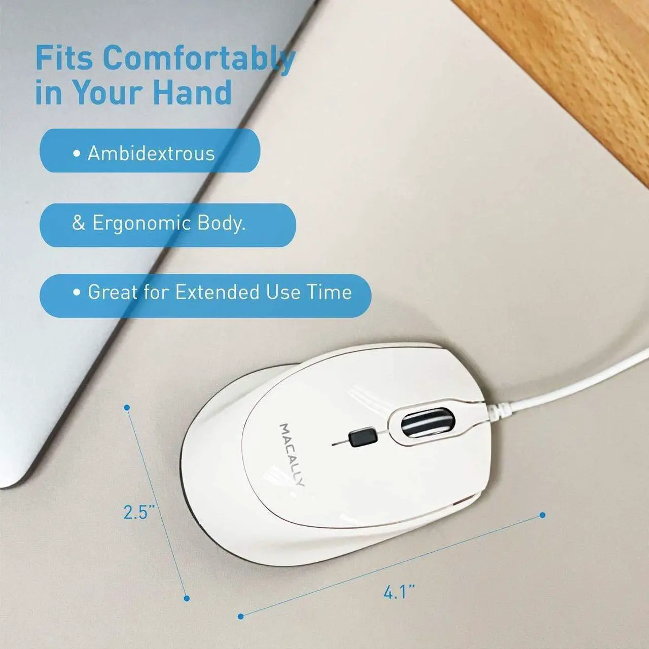 Alt view image 4 of 5 - Macally USB C Wired Mouse and a USB C Mini Keyboard, Add Simplistic Apple Aesthetic to Your Office