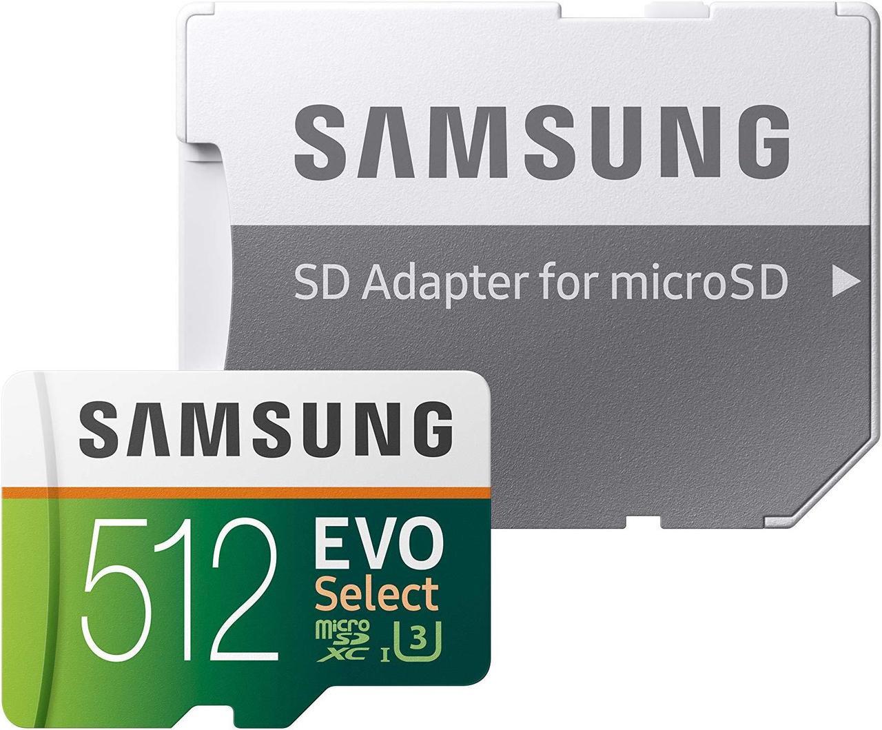 Alt view image 4 of 5 - Samsung EVO Select 512GB 100MB/s 90MB/s Micro SD Memory Card for Full HD & 4K UHD + SD Adapter for Smartphone, Tablet, Action Camera, Drone and Notebook