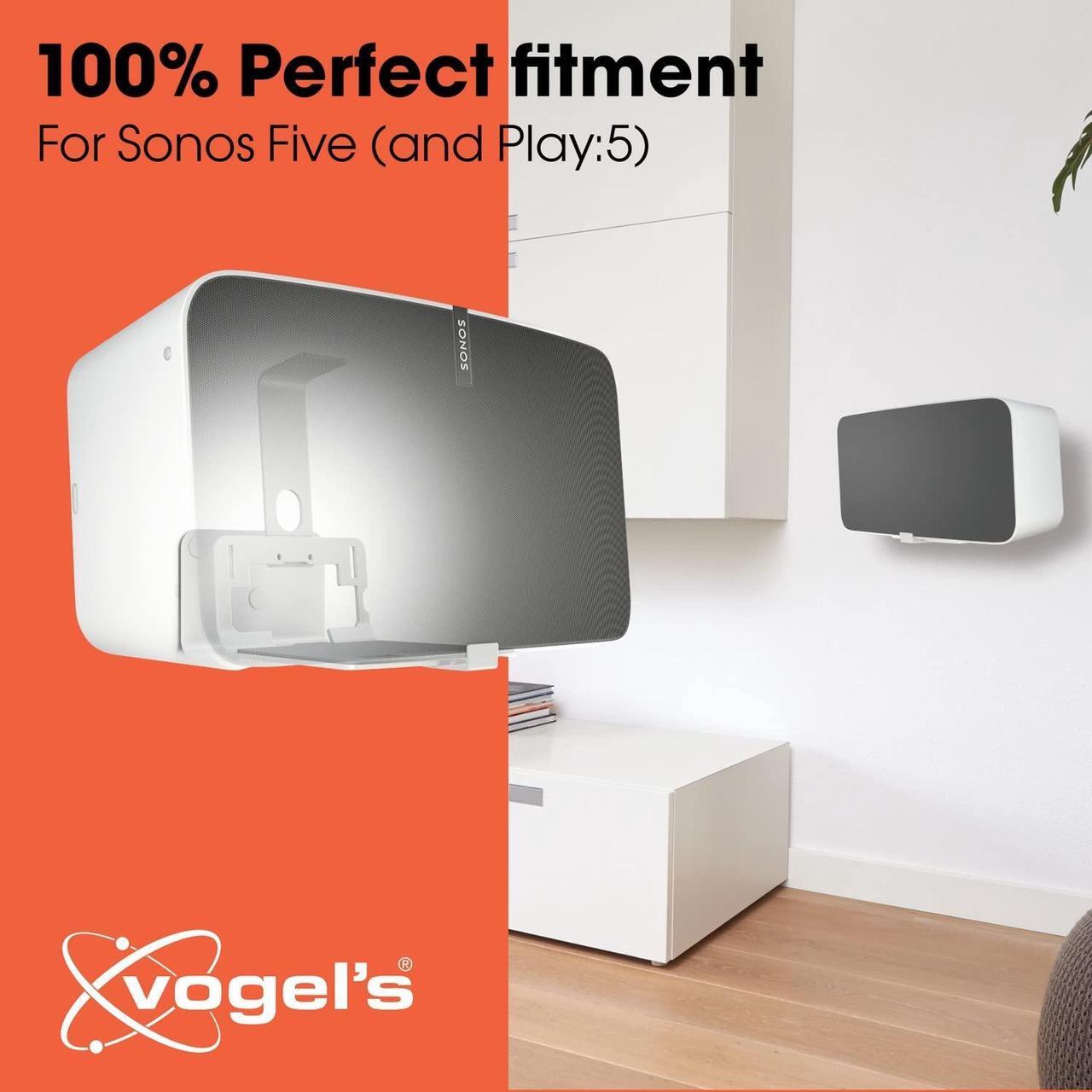 Alt view image 2 of 5 - Vogel's SOUND 3205 Universal speaker wall Mount | Max. 15 lbs (6.5 kg) | Tiltable up to 10o | Swivels up to 70o (left/right) | Also fits Sonos Five & Play:5 | White | 1 Mount