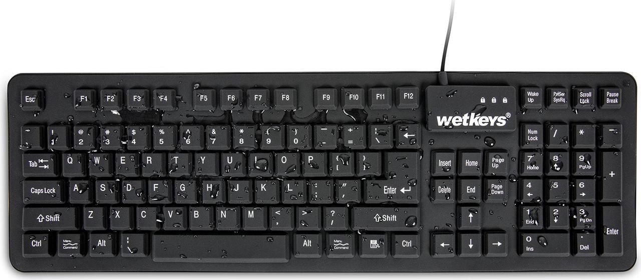 Alt view image 2 of 5 - WetKeys "Soft-Touch Comfort Professional-Grade Full-Size Flexible Silicone Washable Keyboard (USB) (PS/2) (Black) | KBWKFC106-BK