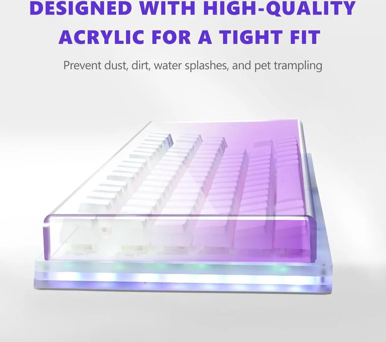 Alt view image 3 of 5 - Geekria Tenkeyless Acrylic Keyboard Dust Cover, for TKL 80% Compact 87 Key Computer Mechanical Gaming Keyboard, Compatible with Logitech G915 TKL/G PRO Mechanical Gaming Keyboard (Gradient Purple)