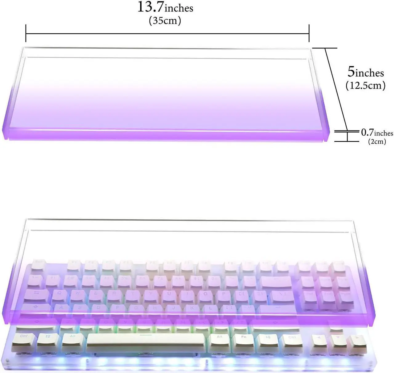 Alt view image 4 of 5 - Geekria Tenkeyless Acrylic Keyboard Dust Cover, for TKL 80% Compact 87 Key Computer Mechanical Gaming Keyboard, Compatible with Logitech G915 TKL/G PRO Mechanical Gaming Keyboard (Gradient Purple)