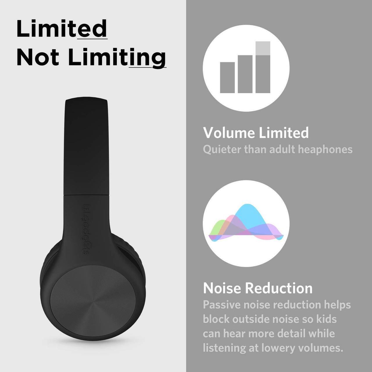 Alt view image 4 of 5 - LilGadgets Connect+ Pro Kids Headphones with Mic and Cord, SharePort Technology, Over-Ear Foldable Headset, Volume Limit 93db, Wired Inline 3.5mm Jack for School- Black