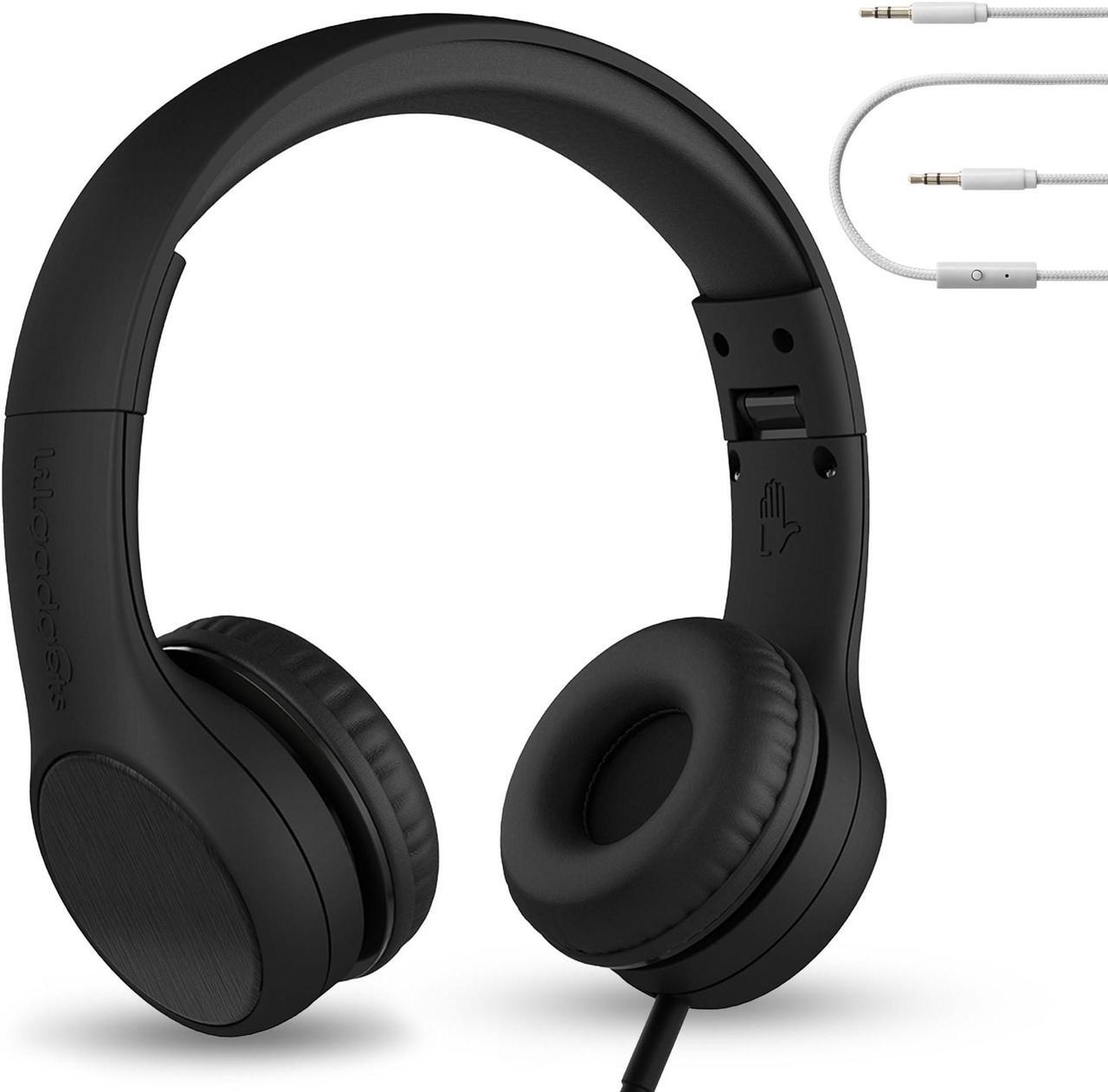 Main image of LilGadgets Connect+ Pro Kids Headphones with Mic and Cord, SharePort Technology, Over-Ear Foldable Headset, Volume Limit 93db, Wired Inline 3.5mm Jack for School- Black