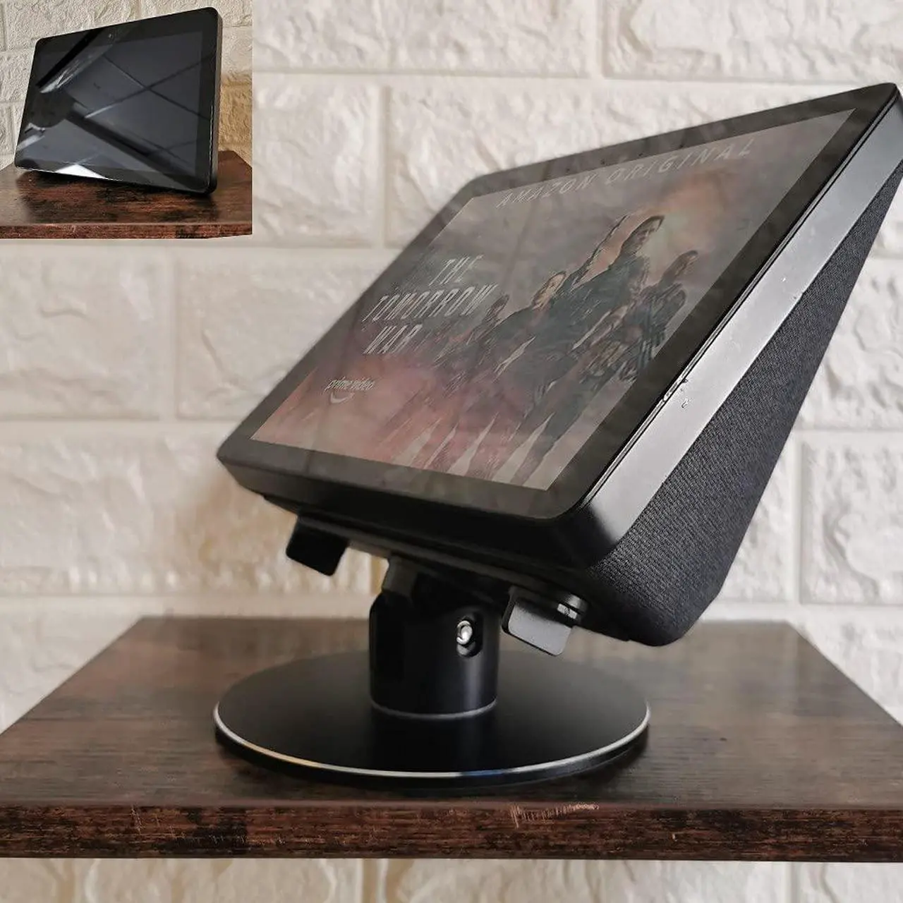 Alt view image 3 of 5 - ATOPHK Echo Show 10 Stand Aluminum Swivel Stand for  New Echo Show 2nd Gen Speaker Accessories Horizontal 360 Rotation Longitudinal Angle Change Base Lazy Susan Black ES007-01