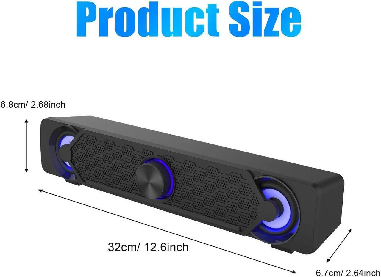 Alt view image 5 of 5 - Smalody Small Computer Speakers for Desktop Gaming Monitor, PC Speakers for Desktop Monitor, Computer Speaker Wired USB Powered, Mini Soundbar with Cool Led Light Effect