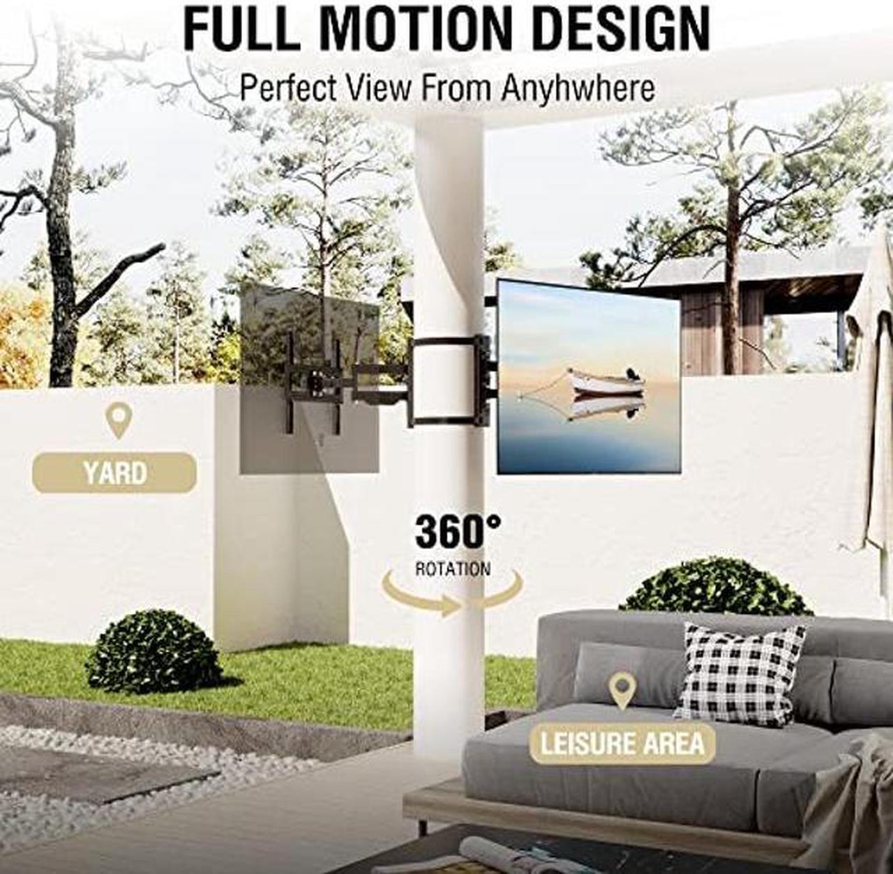 Alt view image 3 of 5 - ZeboZap ZZTVA2044 DIY Gazebo TV Mount | No Drill Full Motion | Outdoor TV Mount | Patio TV Mount | Pergola TV Mount | Post TV Mount | Stainless Steel Screws | Weatherproof | Holds 80lbs | Black