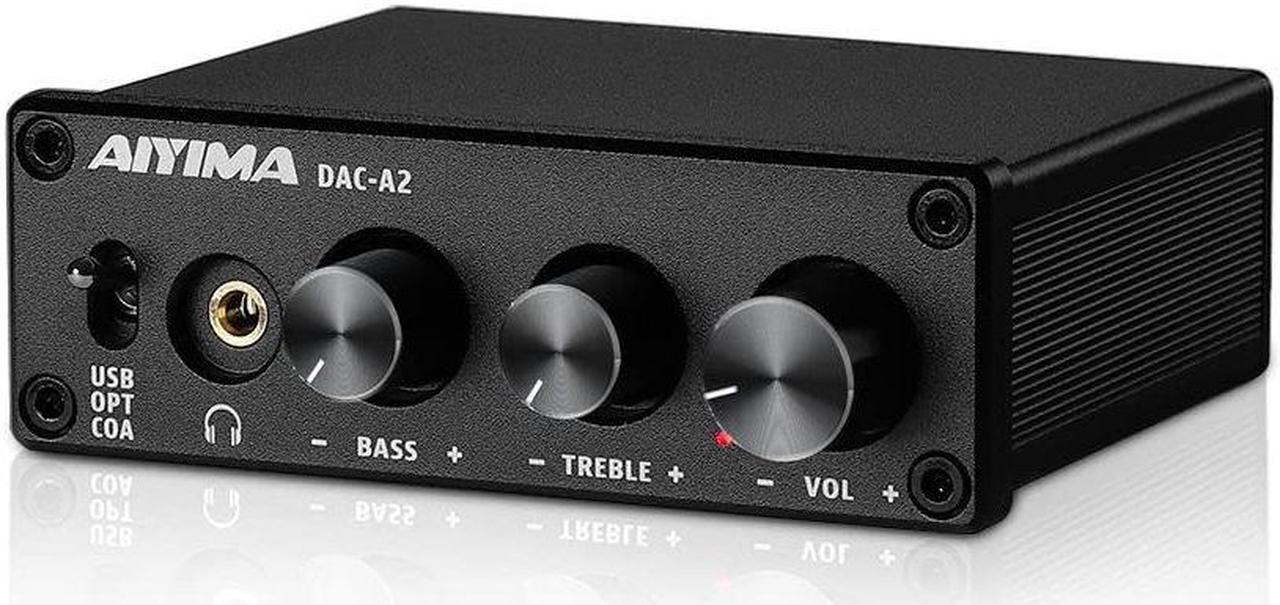 Main image of AIYIMA DAC-A2 Headphone Amplifier DAC with Bass Treble Controls PC-USB/Optical/Coaxial Inputs, RCA/3.5mm Headphone Ouput Digital to Analog Desktop Audio Converter 5V 24Bit 192kHz