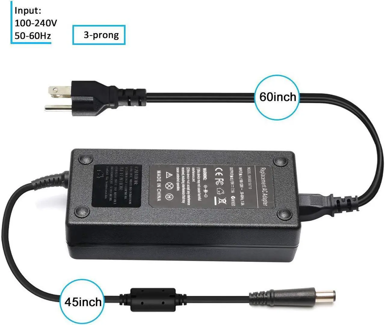 Alt view image 5 of 5 - Ursulan 19V 7.1A 135W AC Adapter Laptop Charger for HP Compaq Elite 8000 8200 8300 DC7800 DC7900 HP 391174-001 397803-001 384023 481420-002 647982-002 HSTNN-LA01 HSTNN-HA01 647982 NC6400 Power Cord
