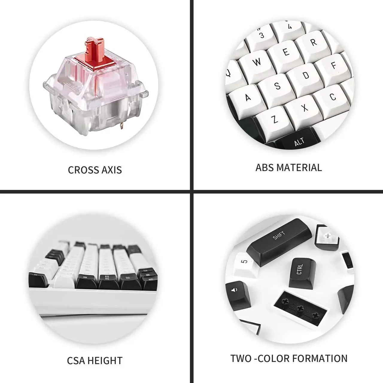 Alt view image 3 of 5 - JOLINTA 150 Keys ABS Black and White Keycaps, Minimalist Double Shot Keycaps 75 Percent, CSA Profile Keycaps Set, Custom Keycaps for ANSI/ISO Layout Cherry Mx Switches Mechanical Gaming Keyboard