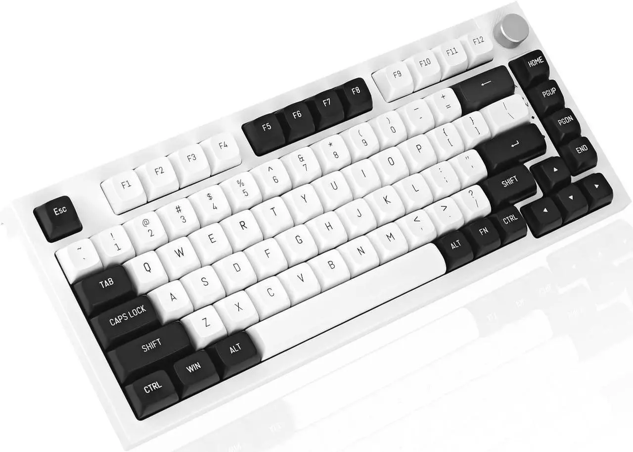 Alt view image 4 of 5 - JOLINTA 150 Keys ABS Black and White Keycaps, Minimalist Double Shot Keycaps 75 Percent, CSA Profile Keycaps Set, Custom Keycaps for ANSI/ISO Layout Cherry Mx Switches Mechanical Gaming Keyboard