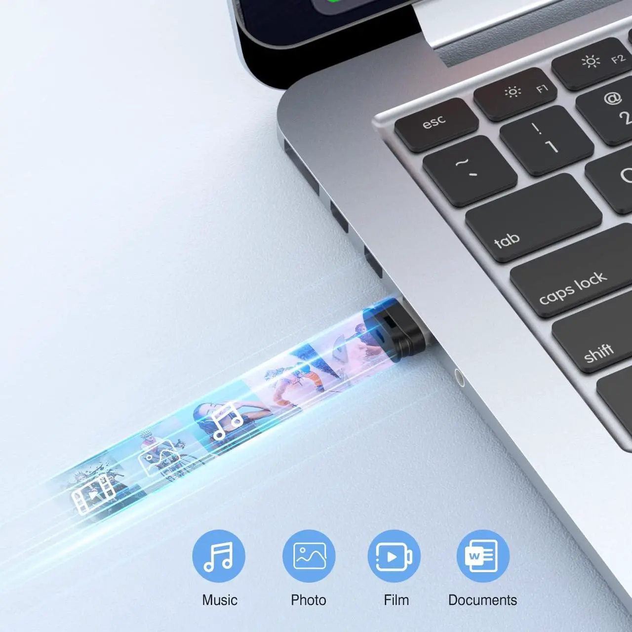 Alt view image 3 of 5 - K&ZZ 64GB Flash Drive 5 Pack 64 GB Low Profile USB Flash Drive with Lanyard Mini USB Drive 64G Small Thumb Drive Memory Stick with Keychain, Black