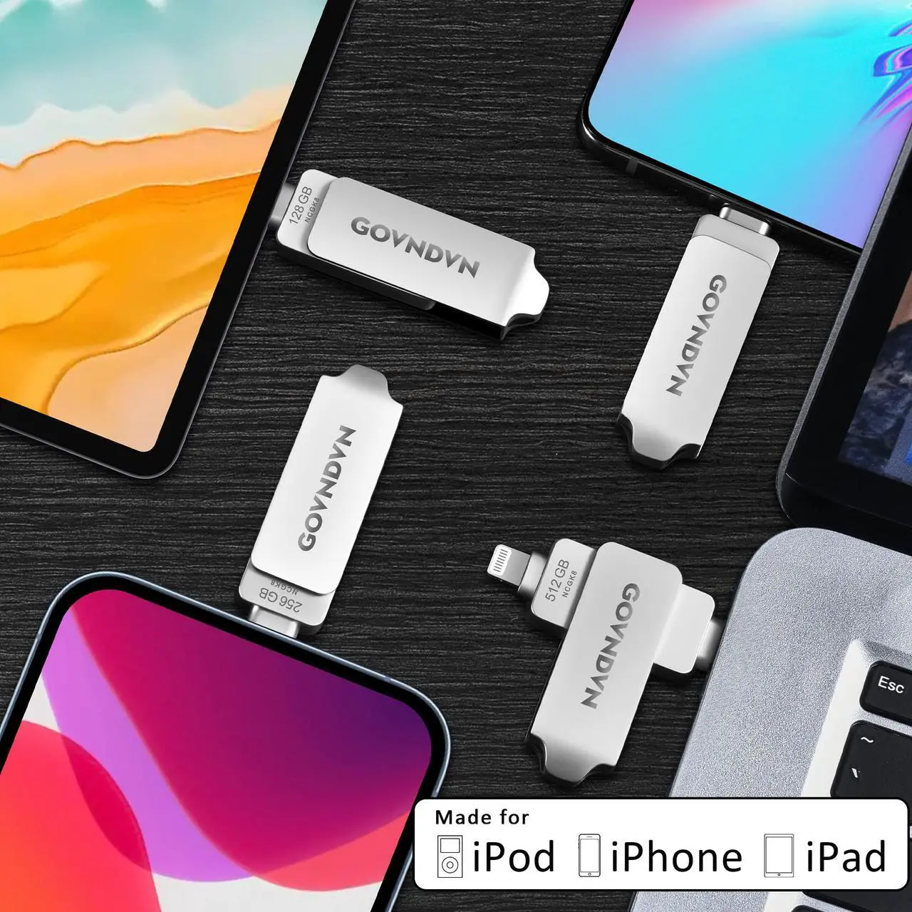 Alt view image 2 of 5 - 128GB Apple MFi Certified USB C Photo-Stick-for-iPhone 15, 4 in 1 iPhone-Storage-Stick Lightning Type-C Backup-Drive for iPhone iPad Android PC iPhone-Memory-Stick Thumb Drive for iPhone15/14/13/12/11