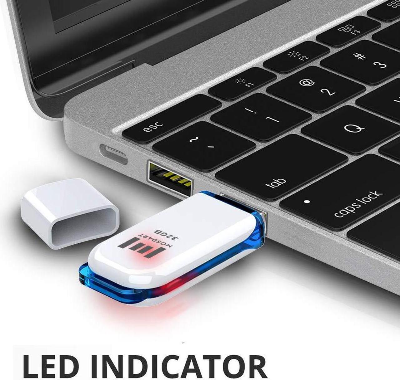 Alt view image 3 of 5 - MOSDART 32GB USB 2.0 Flash Drive 10 Pack 32 GB Bulk Thumb Drives with Lanyards Jump Drive Memory Stick with LED Light for Storage and Backup