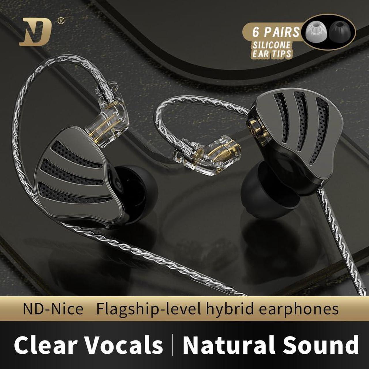 Alt view image 2 of 5 - CCA ND Nice in Ear Monitor headphones,1BD 1DD Hybrid Drivers IEM Earphones,Clear Sound HiFi Earphones, with Metal Faceplate,2 Pin Detachable Cable