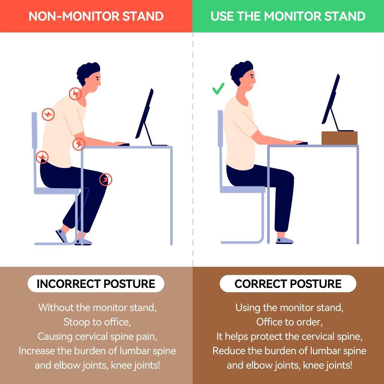 Alt view image 4 of 5 - KIRIGEN Monitor Stand Wooden - Desk Stand Wood for Computer/Laptop/TV Printer - Monitor Arms & Stands Desk Riser for Office Desktop Workspace Organizers Platforms Stands (39,Dark Brown)