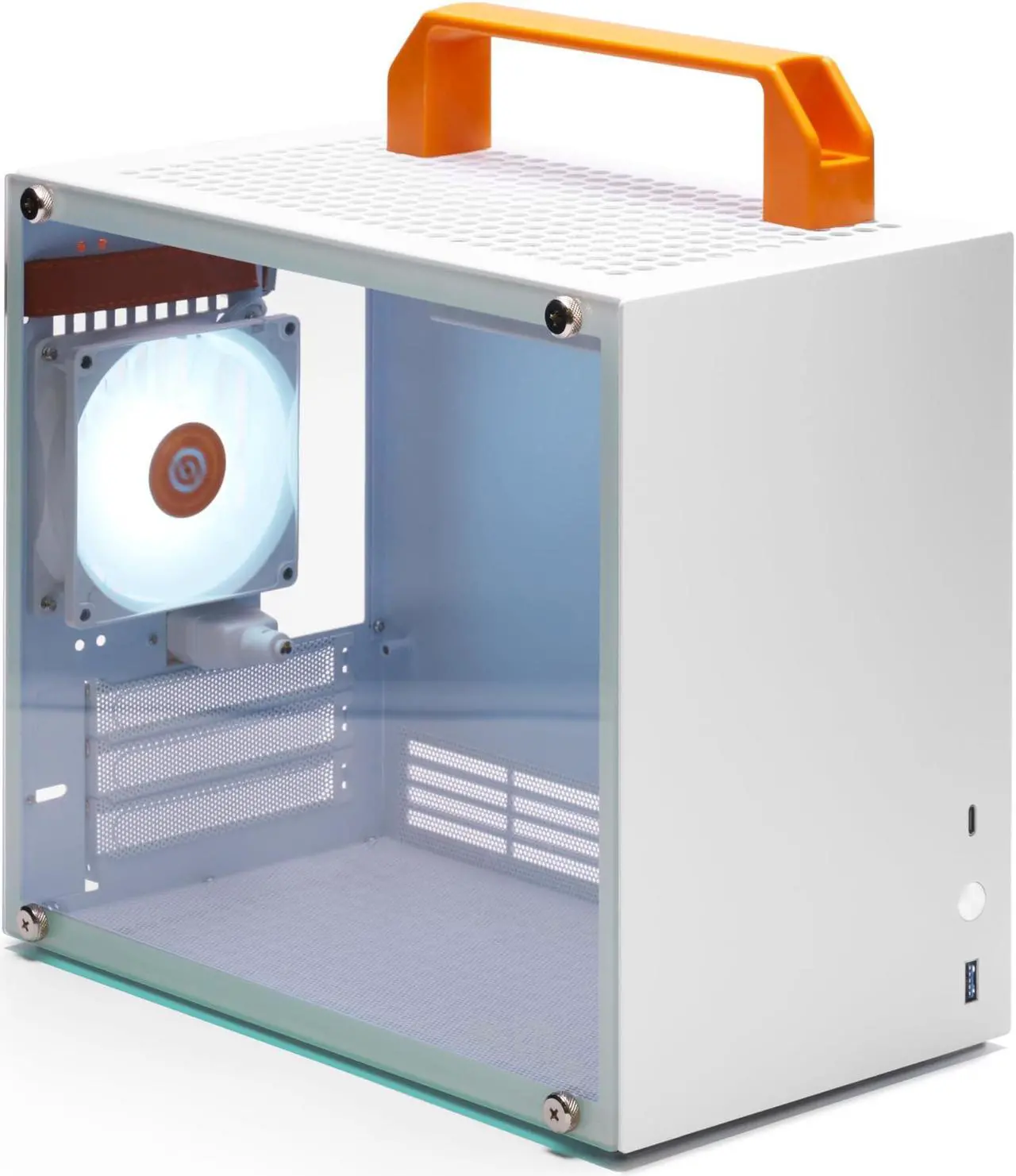 Main image of SGPC Itx Mini Case - K77 LITE/Small White Chassis with Tempered Glass Side Panels / 11.6L
