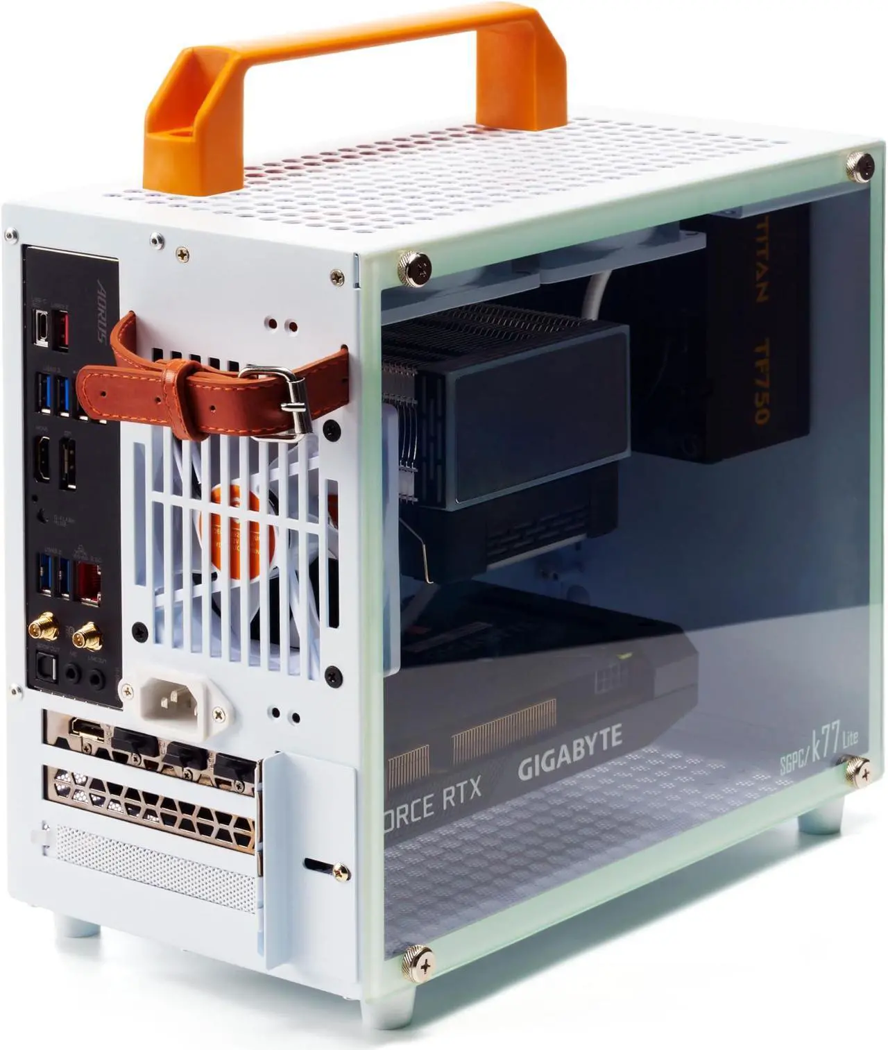 Alt view image 4 of 5 - SGPC Itx Mini Case - K77 LITE/Small White Chassis with Tempered Glass Side Panels / 11.6L