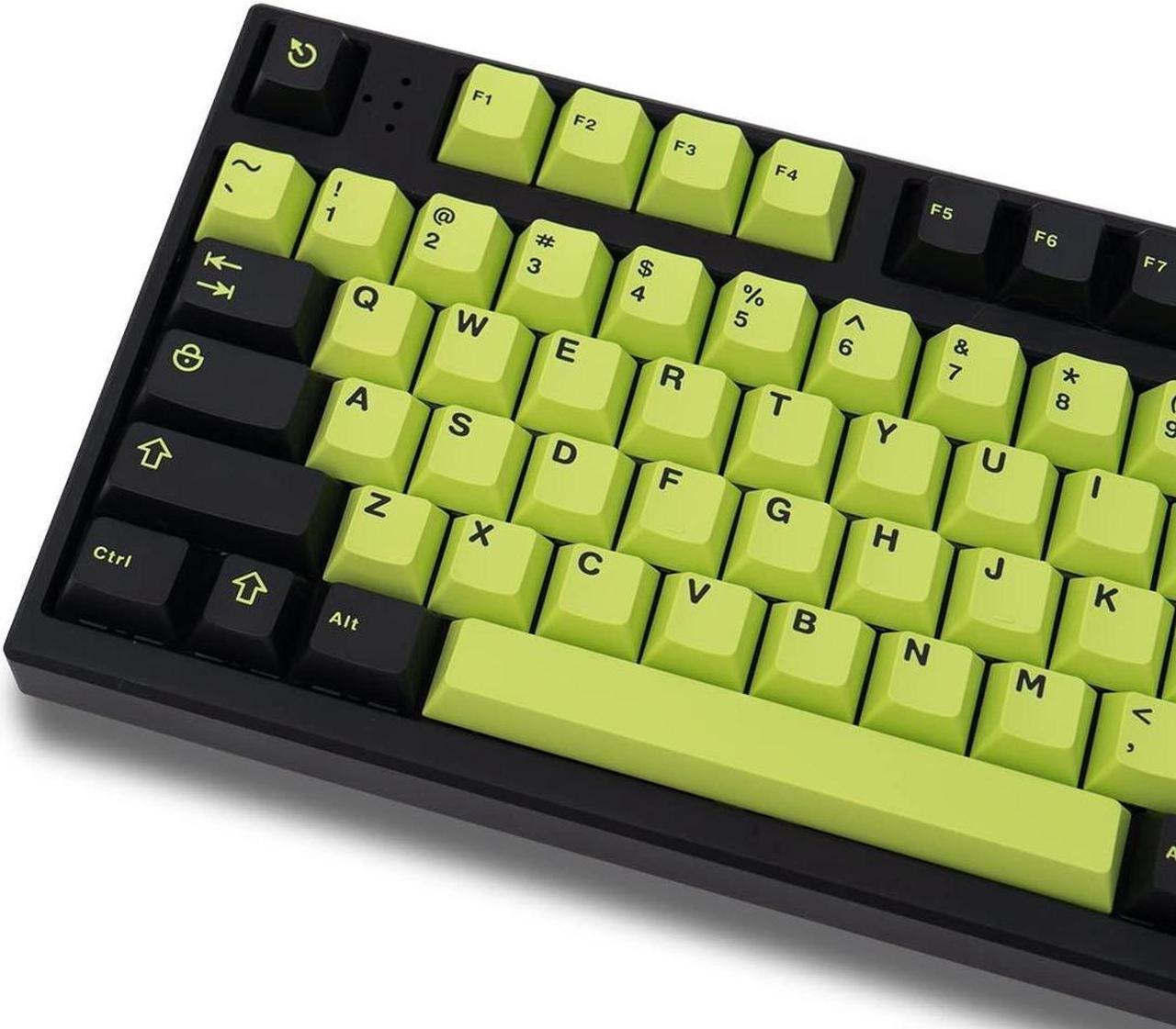 Main image of Black Green Keycaps Set 132 Keys Cherry Profile Doubleshot Custom Keyboard Keycaps for 60% 65% 70% 75% 100% Cherry Gateron MX Switches Mechanical Keyboards