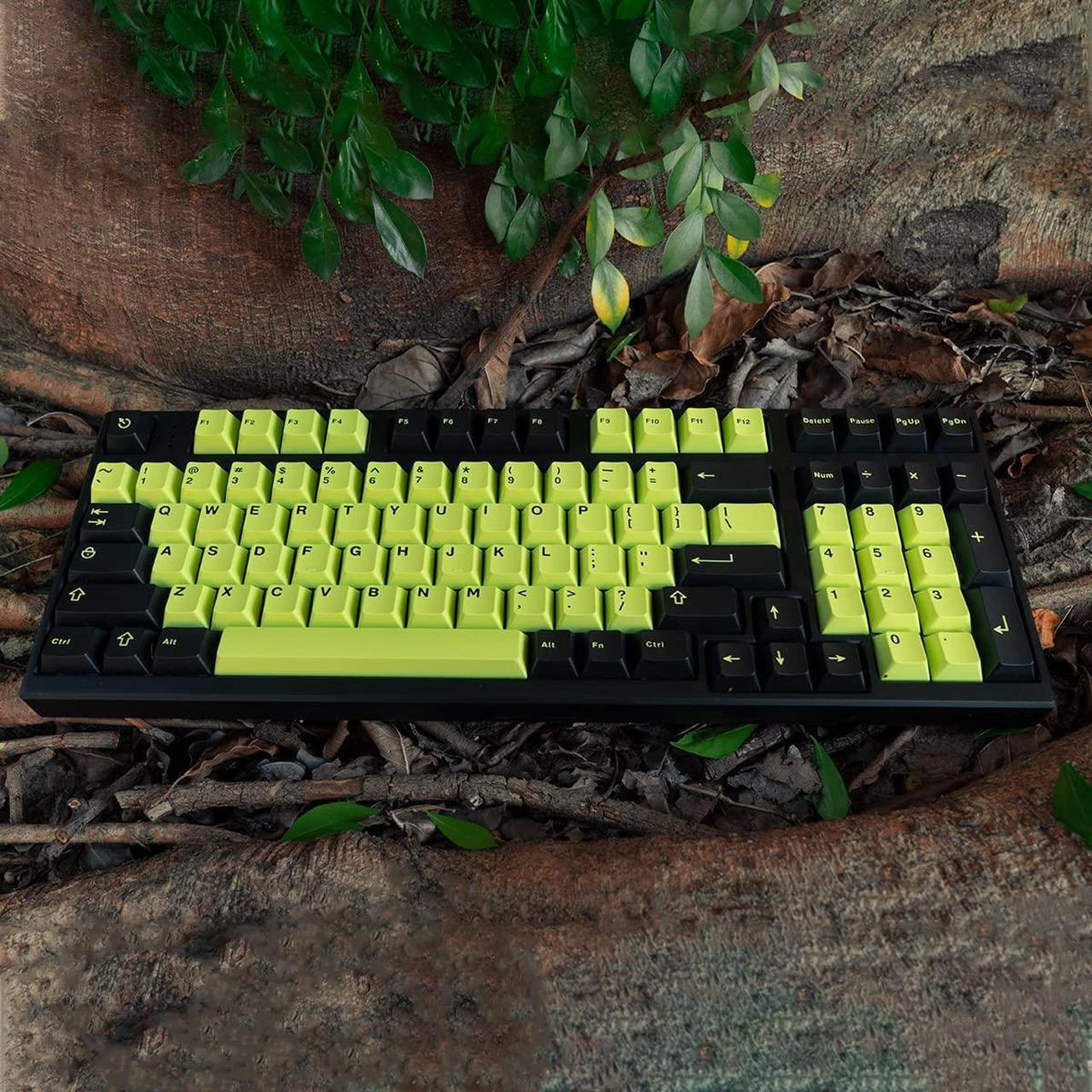 Alt view image 2 of 5 - Black Green Keycaps Set 132 Keys Cherry Profile Doubleshot Custom Keyboard Keycaps for 60% 65% 70% 75% 100% Cherry Gateron MX Switches Mechanical Keyboards