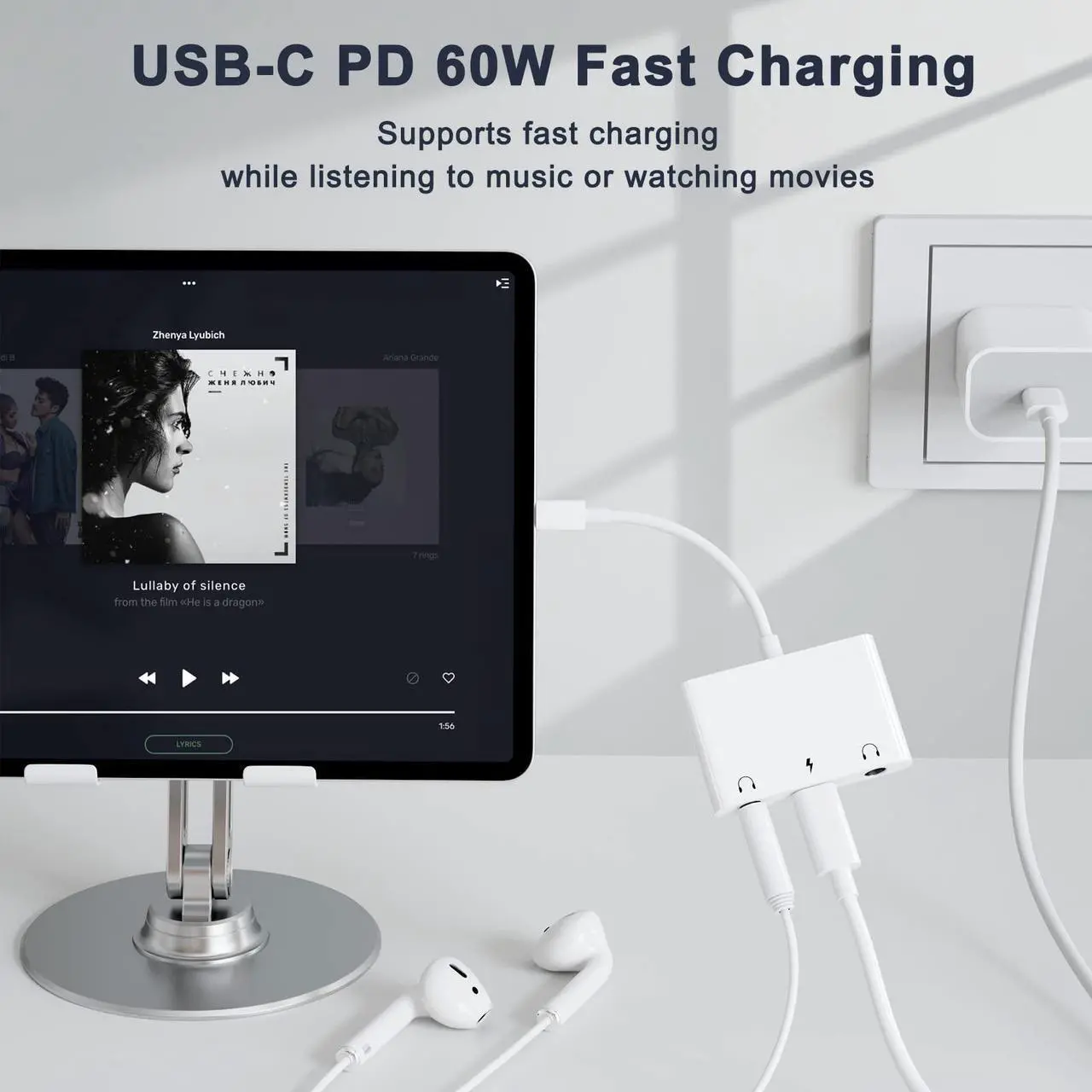 Alt view image 3 of 5 - UWECAN USB C to 3.5mm Audio Adapter, 3 in 1 Aux to USB C Headphone Splitter Dual 3.5mm Audio Jack and PD 60W Fast Charging, Compatible for iPad Pro,Galaxy S22 S21/Note 20,Pixel 4 3 XL,Huawei 2 Pack