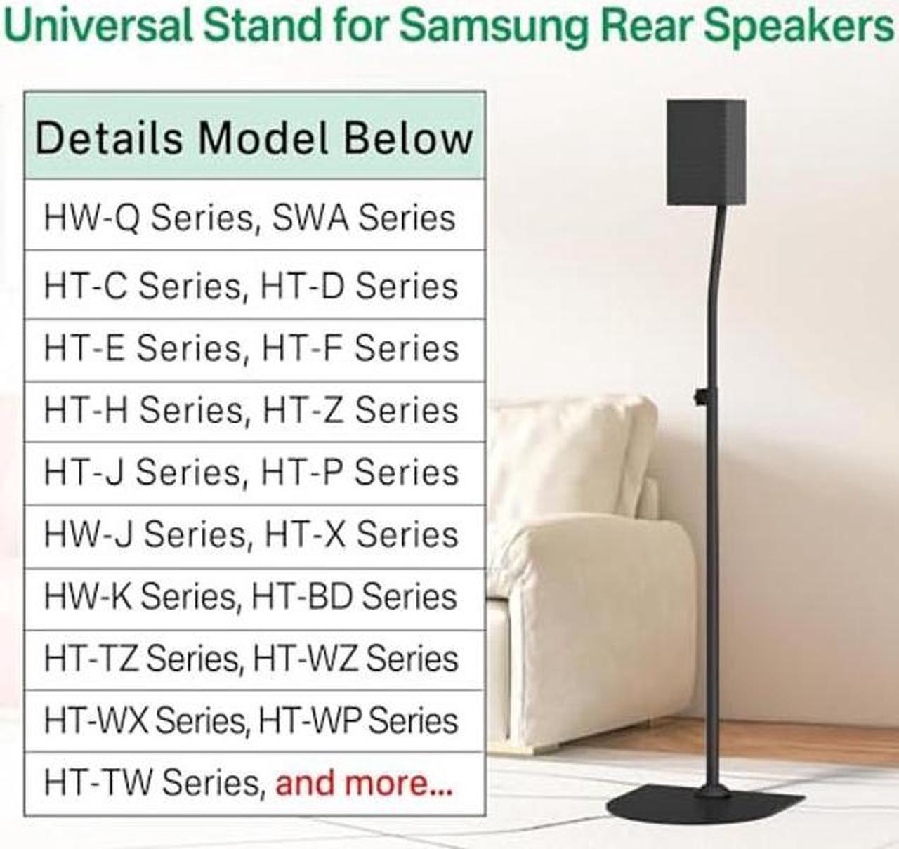 Alt view image 2 of 5 - Speaker Stand Pair for Samsung Rear Speaker Stands and Wall Mount - Height Adjustable Extend 33" to 42" Floor Speaker Stand for HW-Q990C and More Samsung Surround Sound with Keyhole or Thread Hole
