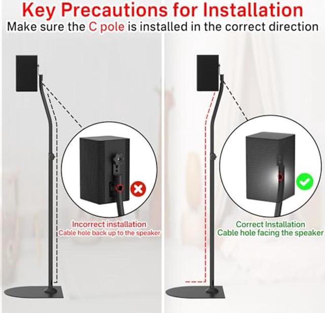 Alt view image 4 of 5 - Speaker Stand Pair for Samsung Rear Speaker Stands and Wall Mount - Height Adjustable Extend 33" to 42" Floor Speaker Stand for HW-Q990C and More Samsung Surround Sound with Keyhole or Thread Hole
