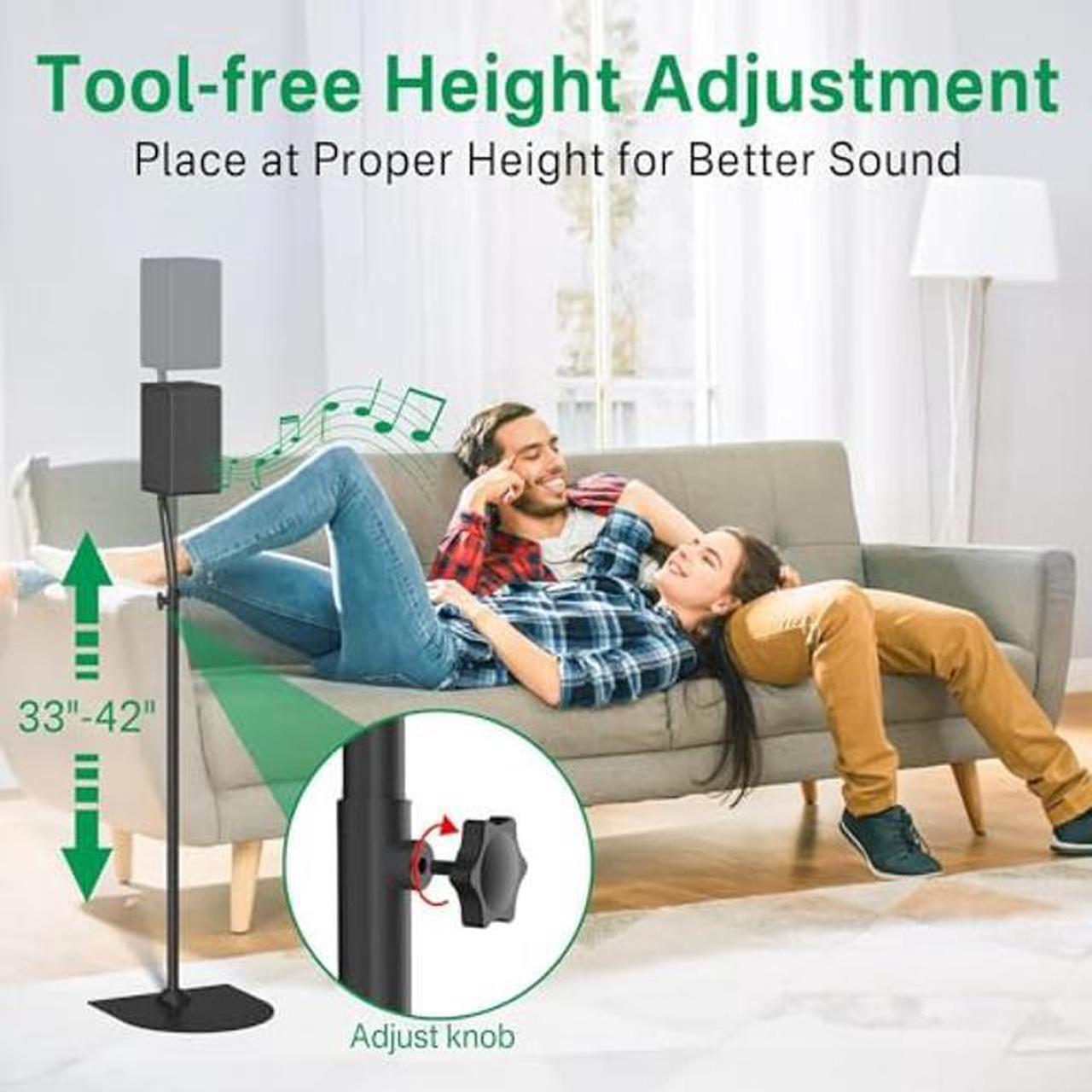 Alt view image 3 of 5 - Speaker Stand Pair for Samsung Rear Speaker Stands and Wall Mount - Height Adjustable Extend 33" to 42" Floor Speaker Stand for HW-Q990C and More Samsung Surround Sound with Keyhole or Thread Hole
