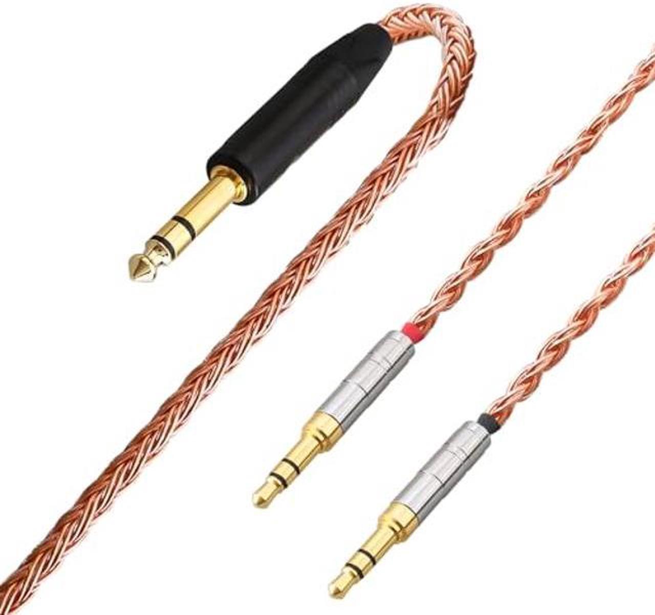 Main image of Tirstrup 6.35mm Cable Compatible for Hifiman HE4XX, HE-400i Headphones 8 Core Braided Silver Plated Replacement Audio Upgrade Cable 1/4" 6.35mm to Dual 3.5mm (Copper, 1/4" 6.35mm) 1.2meters