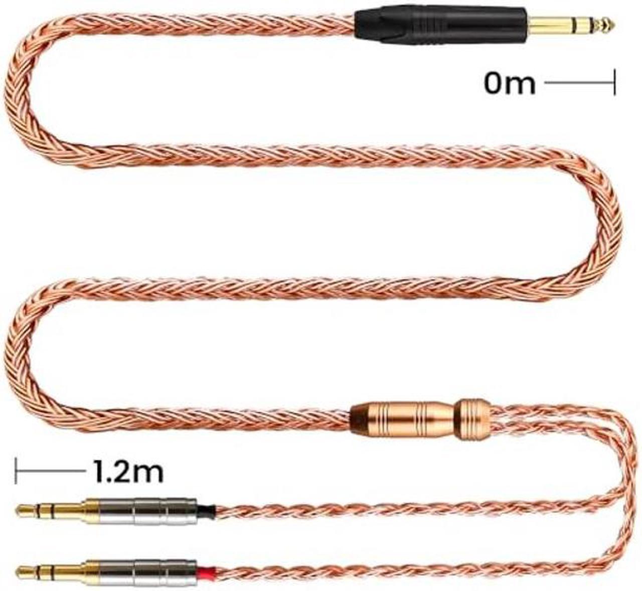 Alt view image 2 of 5 - Tirstrup 6.35mm Cable Compatible for Hifiman HE4XX, HE-400i Headphones 8 Core Braided Silver Plated Replacement Audio Upgrade Cable 1/4" 6.35mm to Dual 3.5mm (Copper, 1/4" 6.35mm) 1.2meters