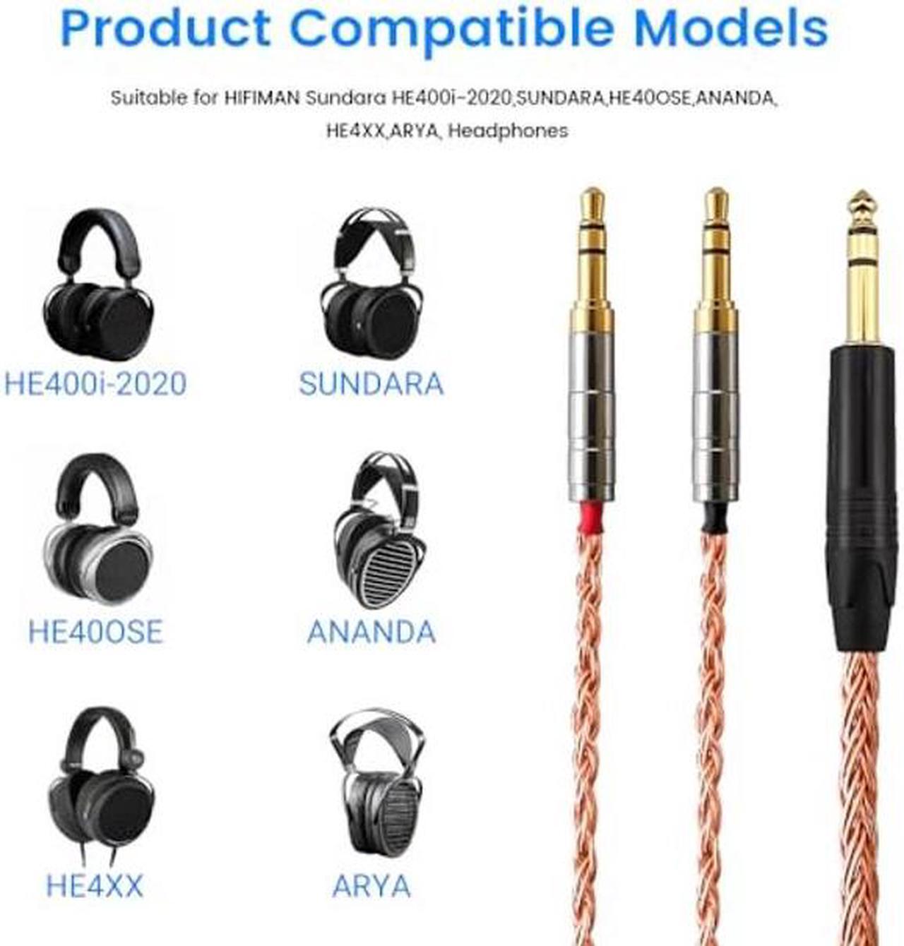 Alt view image 4 of 5 - Tirstrup 6.35mm Cable Compatible for Hifiman HE4XX, HE-400i Headphones 8 Core Braided Silver Plated Replacement Audio Upgrade Cable 1/4" 6.35mm to Dual 3.5mm (Copper, 1/4" 6.35mm) 1.2meters