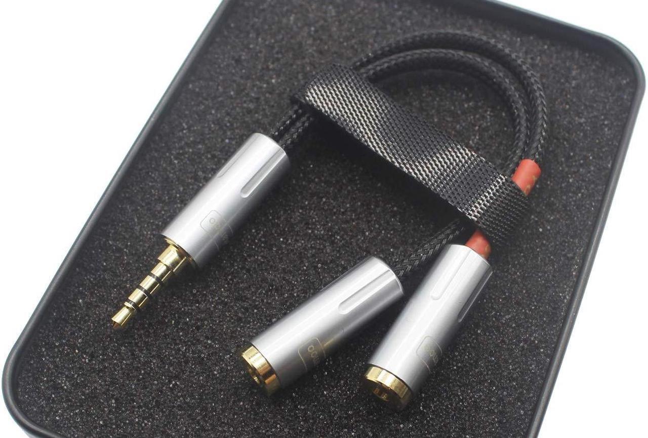 Alt view image 4 of 5 - 3.5mm Balanced to 2 x 3.5mm Female 8 Core Silver Plated Headphone Earphone Audio Adapter Cable New in Box for PHA-3 3.5mm to 3.5mm x 2