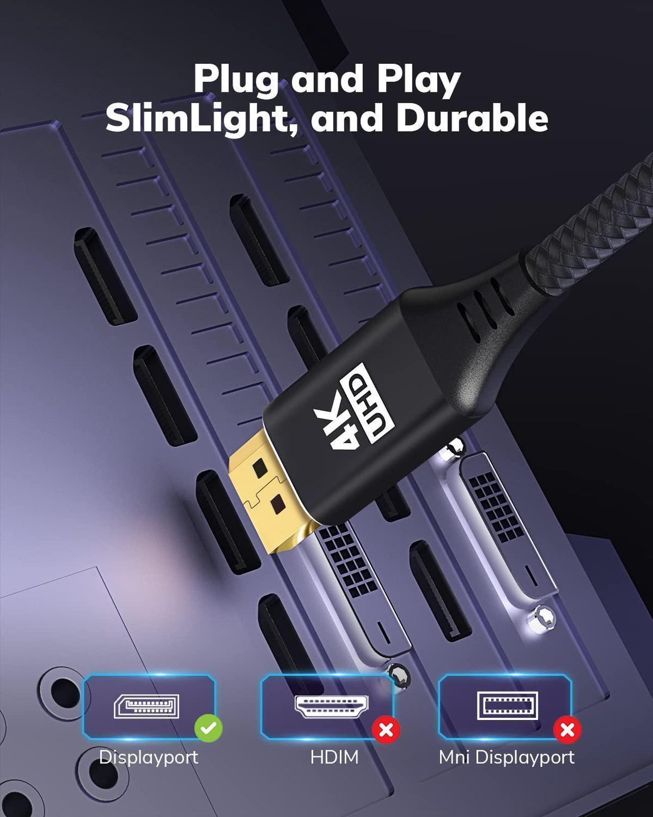 Alt view image 3 of 5 - 4K Display Port to HDMI Adapter 5Pack,Unidirectional DP to HDMI 2K@60Hz 1080P@120Hz UHD Cable Nylon Braided Aluminum case Converter(Male to Female) Compatible for Dell, Lenovo, HP,GPU, AMD