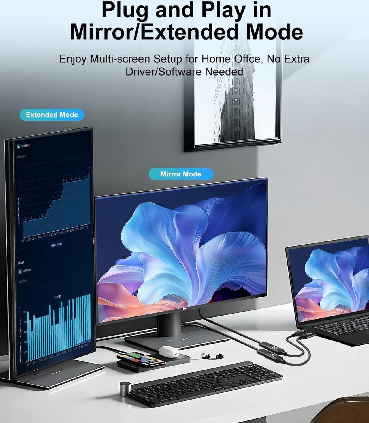 Alt view image 4 of 5 - 4K Display Port to HDMI Adapter 5Pack,Unidirectional DP to HDMI 2K@60Hz 1080P@120Hz UHD Cable Nylon Braided Aluminum case Converter(Male to Female) Compatible for Dell, Lenovo, HP,GPU, AMD