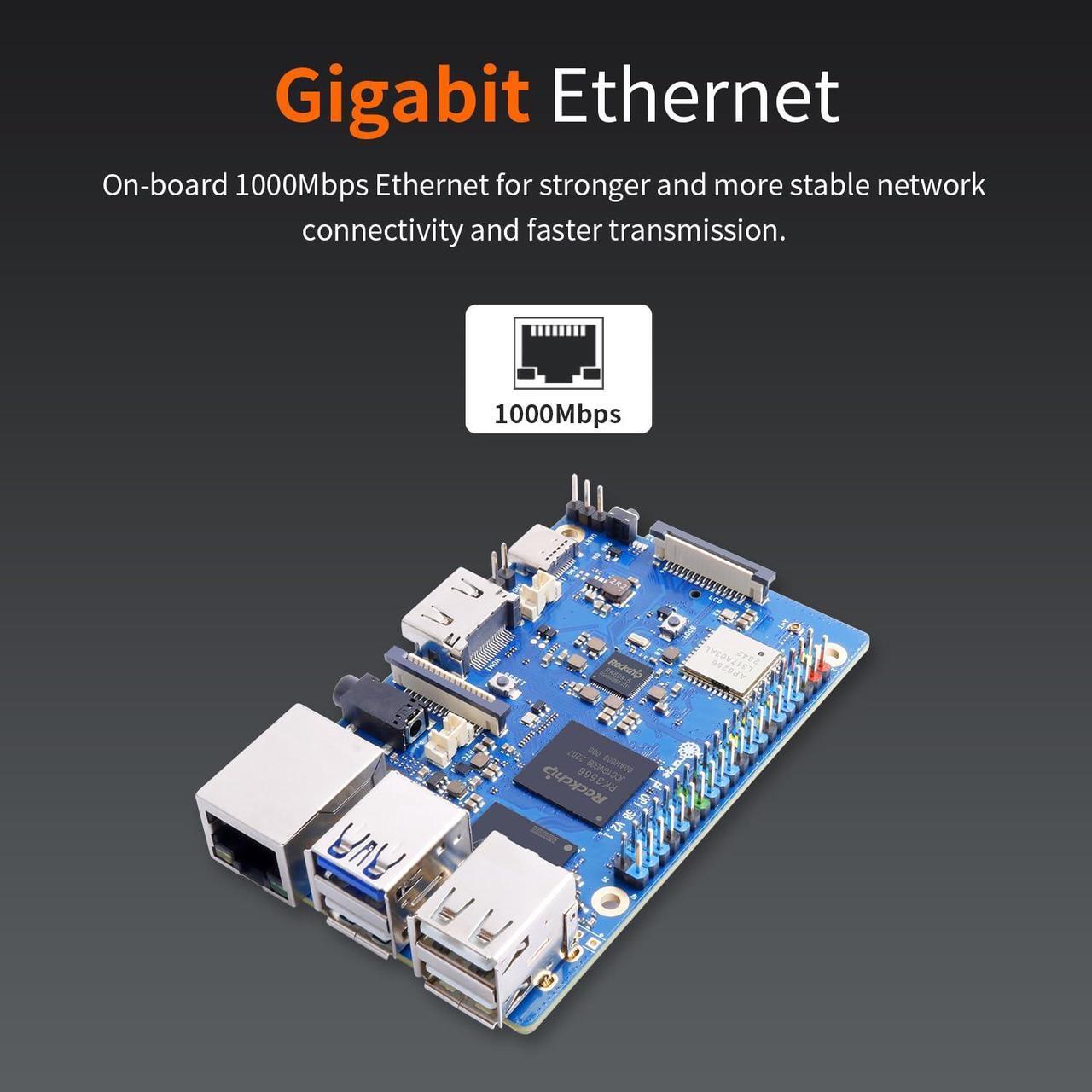 Alt view image 4 of 5 - Orange Pi 3B 8GB LPDDR4/4X Rockchip RK3566 Quad-Core 64-Bit Single Board Computer with eMMC Socket, WiFi 5 and Bluetooth Support, Development Board Run Android/Ubuntu/Debian(Pi 3B 8GB)