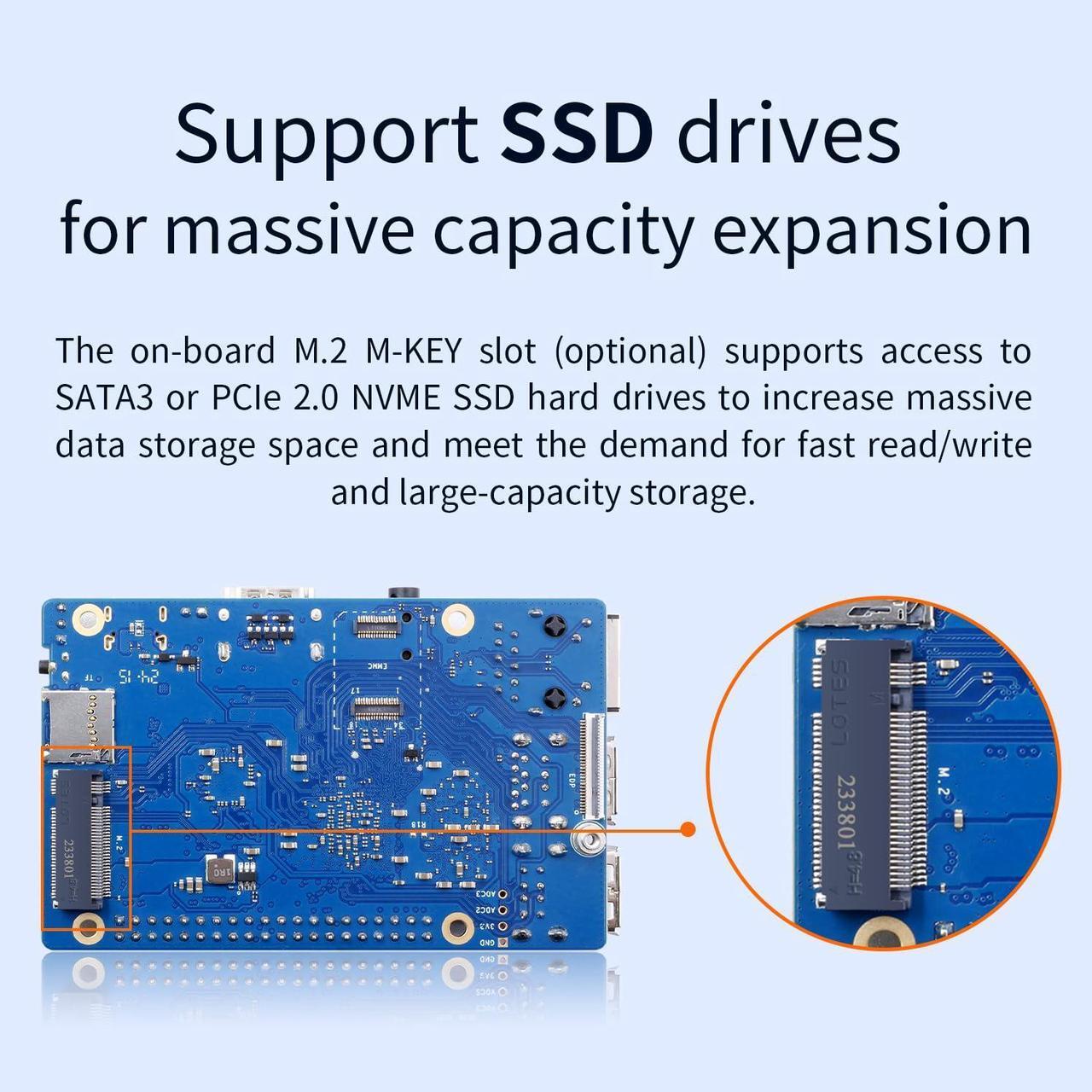 Alt view image 5 of 5 - Orange Pi 3B 8GB LPDDR4/4X Rockchip RK3566 Quad-Core 64-Bit Single Board Computer with eMMC Socket, WiFi 5 and Bluetooth Support, Development Board Run Android/Ubuntu/Debian(Pi 3B 8GB)