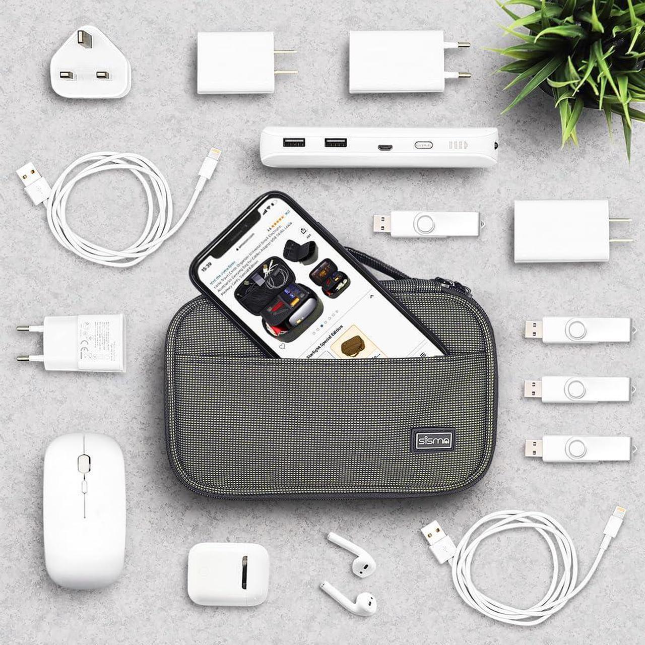 Alt view image 2 of 5 - sisma Travel Cords Organizer Universal Small Electronic Accessories Carrying Bag Special Edition + QUENZROC USB Flash Drive Case Pink