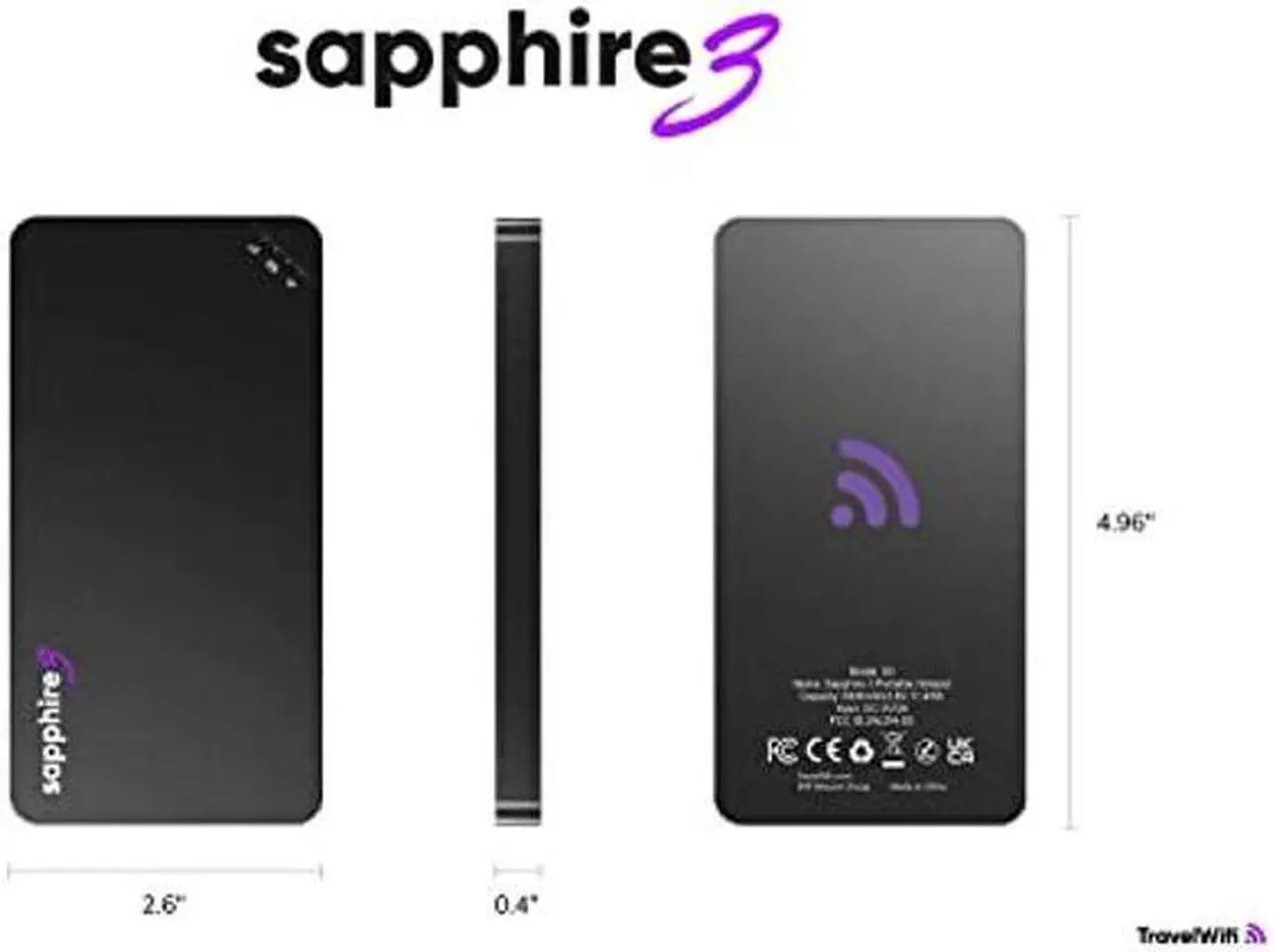 Alt view image 4 of 5 - TravelWifi Sapphire 3 Mobile Hotspot, Portable WiFi Hotspot for Travel in 130+ Countries, Supports 300 Mobile Networks, Preloaded 4GB Free Global Data and 12-Hour Battery Life