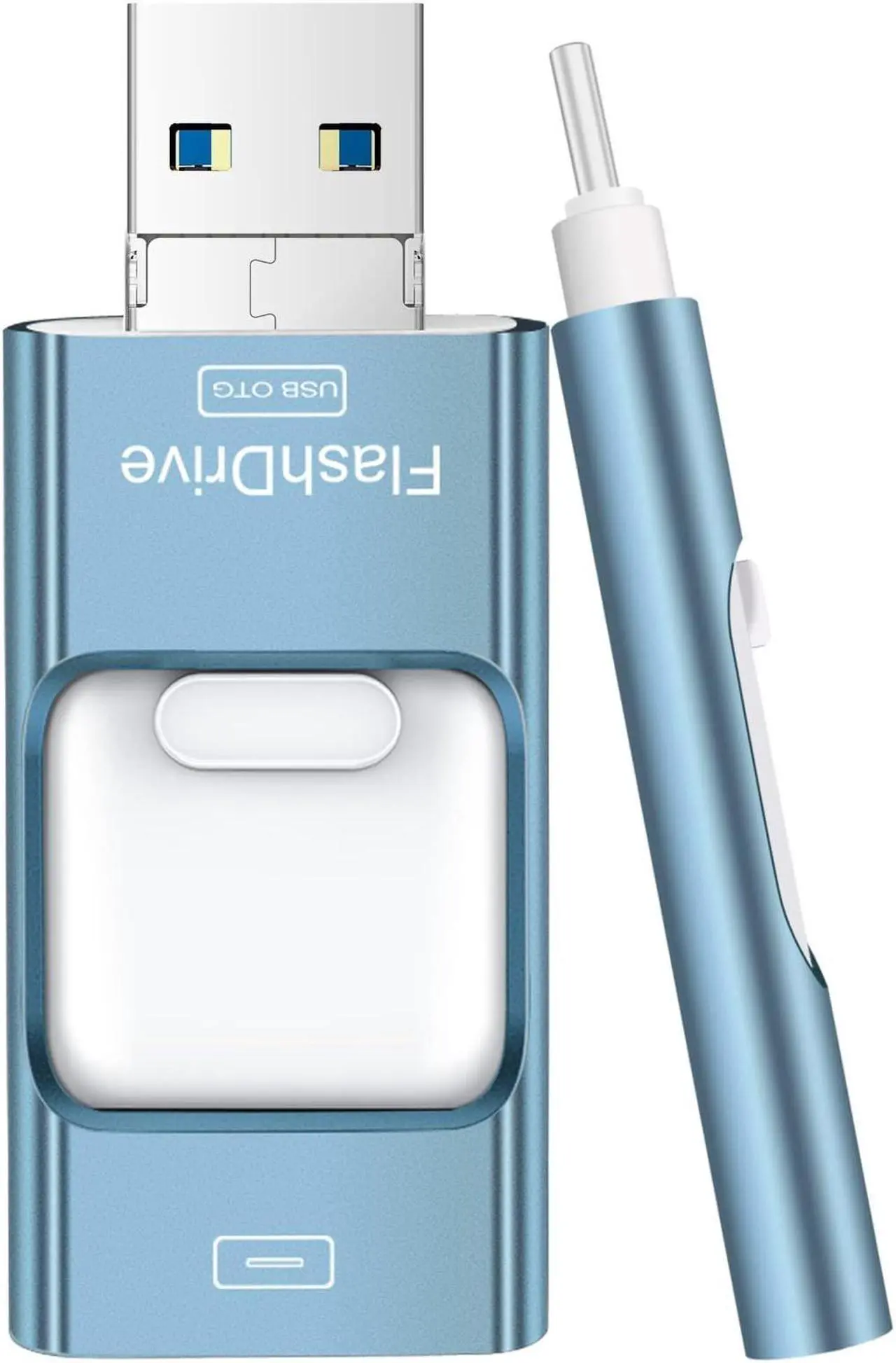 Main image of Thumb Drive for iPhone 128GB, 4 in 1 USB Type C Memory Stick, Photo Stick External Storage Falsh Drive for iPhone iPad Android Computer, Sky Blue