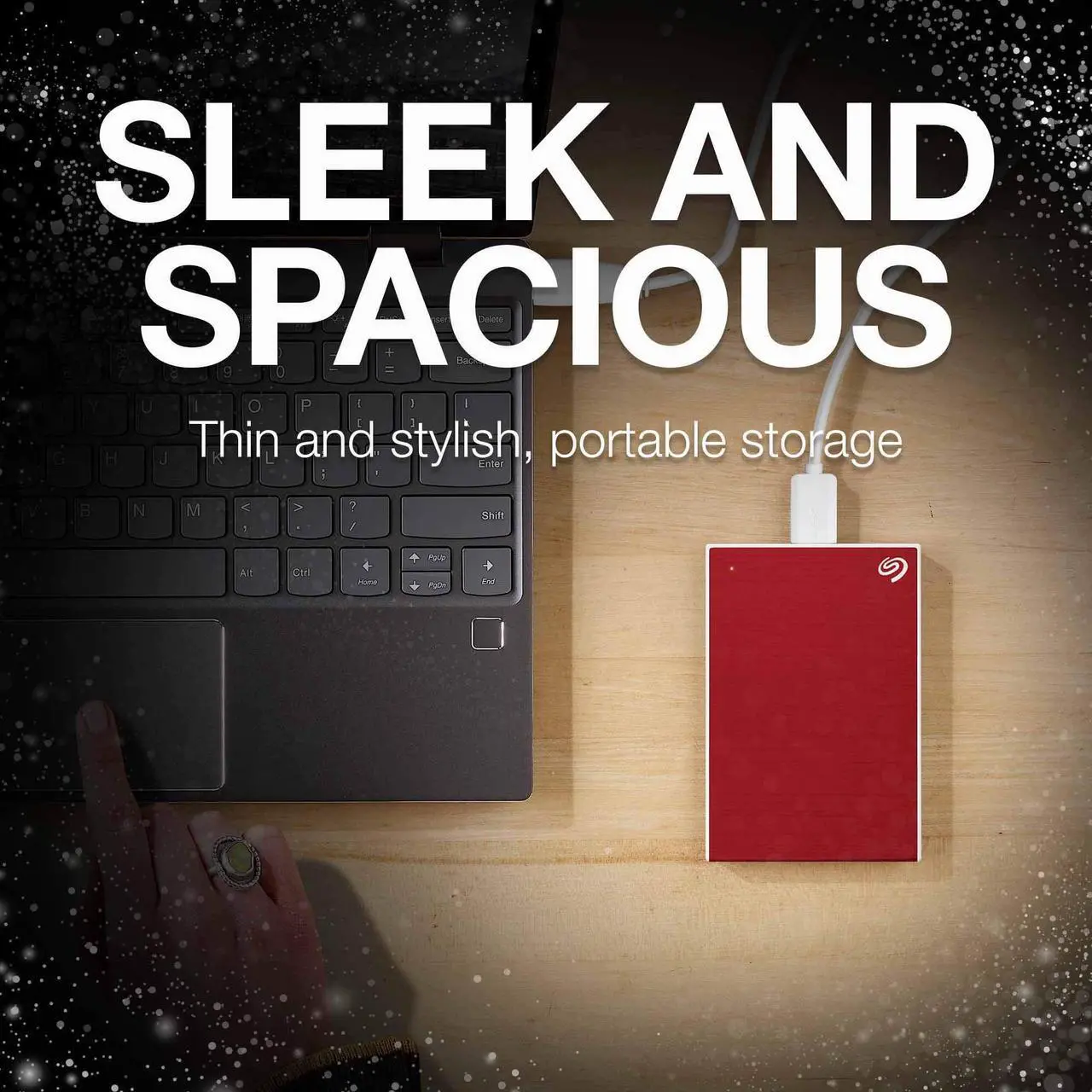 Alt view image 3 of 5 - Seagate 2TB Backup Plus Slim USB 3.0 Portable 2.5 Inch External Hard Drive for PC and Mac (Red)