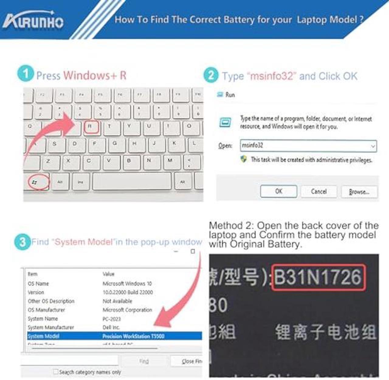 Alt view image 4 of 5 - AURUNHO B31N1726 48Wh Laptop Battery Replacement for ASUS TUF Gaming A15 FA506 FA506IU FA706II A17 FA706II FX504 FX505 FX80 FX80G FX80GD FX80GE FX80GM FX86 FX86FE FX86FM series B31BN91 B31N1726-1